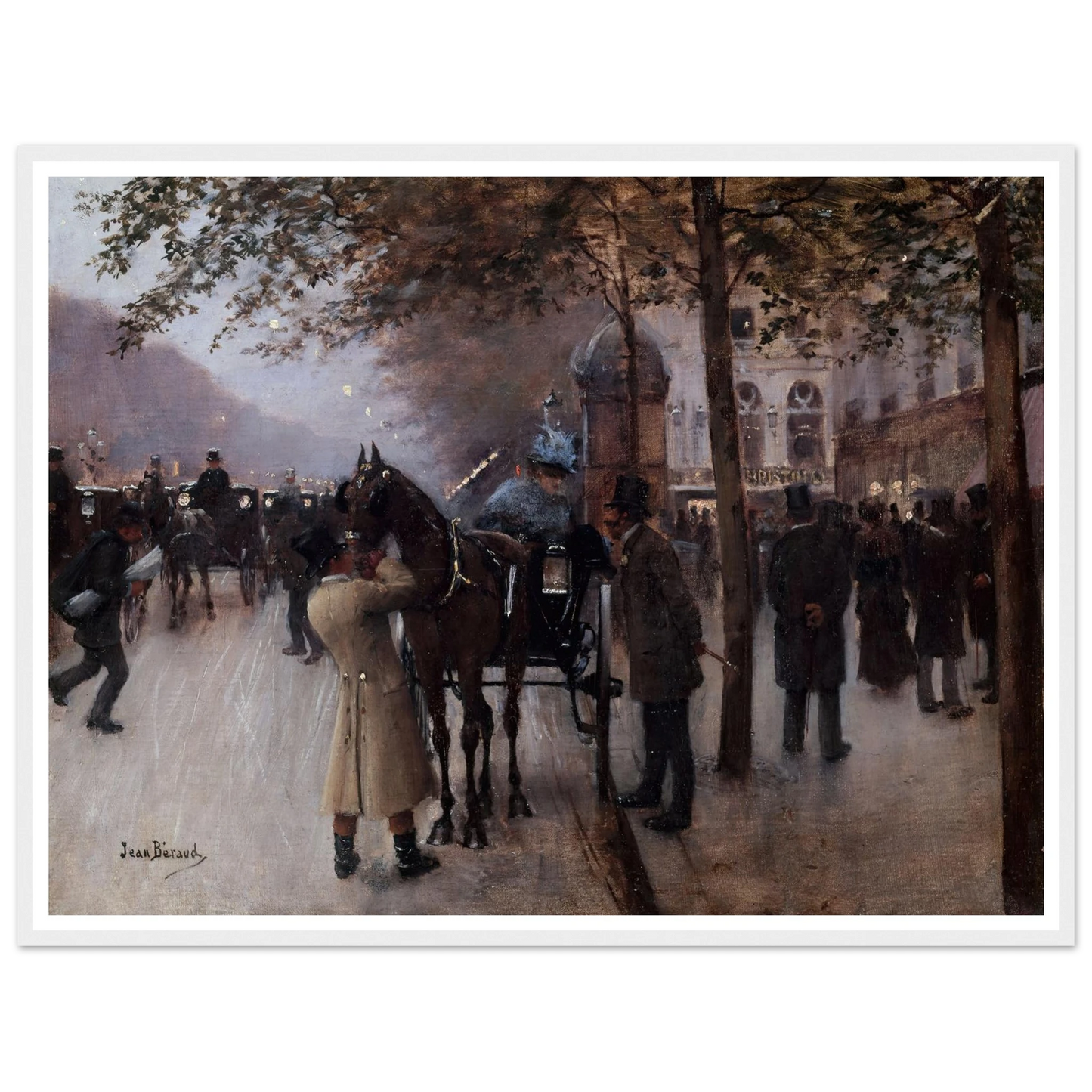 Le boulevard des Capucines, le soir, devant le Café Napolitain (1880) Art Print | Jean Beraud-Quipham Collections