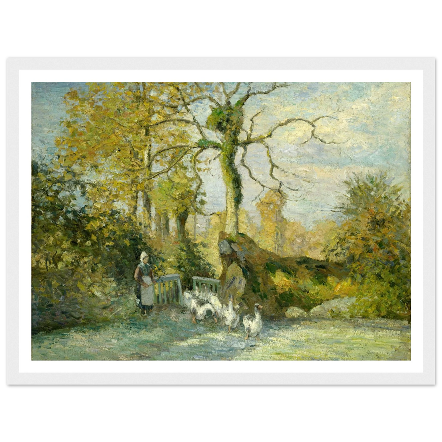 The Goose Girl at Montfoucault (White Frost) (1875) Art Print | Camille Pissarro-Quipham Collections