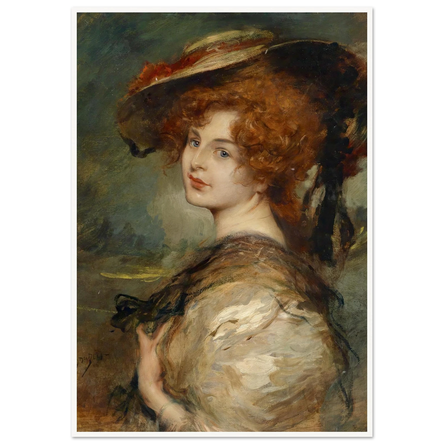 Bildnis einer Dame mit rotem Haar und Hut Art Print | Leopold Schmutzler-Quipham Collections
