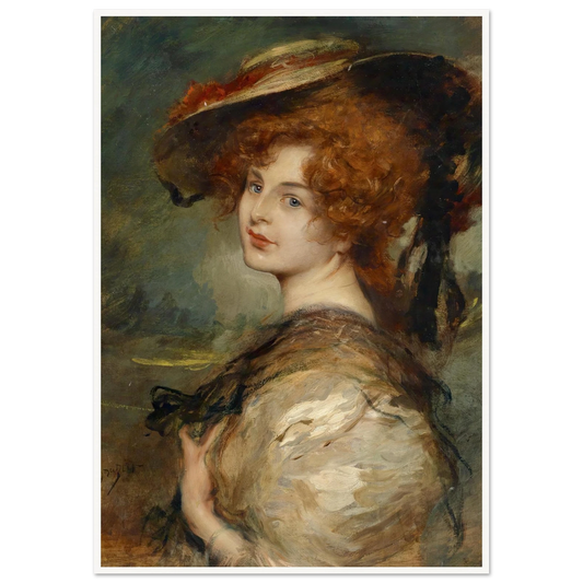 Bildnis einer Dame mit rotem Haar und Hut Art Print | Leopold Schmutzler-Quipham Collections