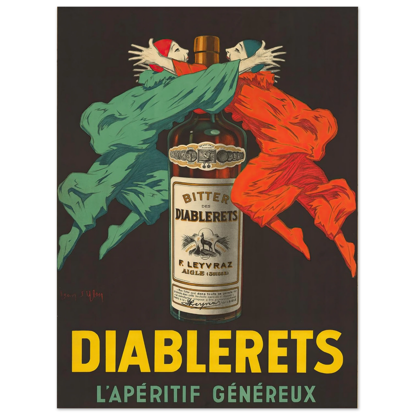 Diablerets – L’Apéritif Généreux (circa 1920) Art Print | Jean Dylen - Framed Poster - 30x40 cm / 12x16″ - Black frame