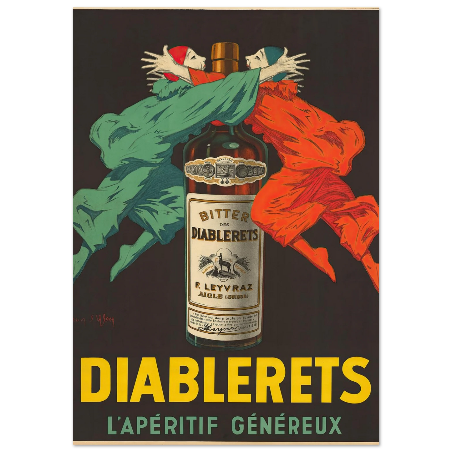 Diablerets – L’Apéritif Généreux (circa 1920) Art Print | Jean Dylen - Framed Poster - 30x40 cm / 12x16″ - Black frame