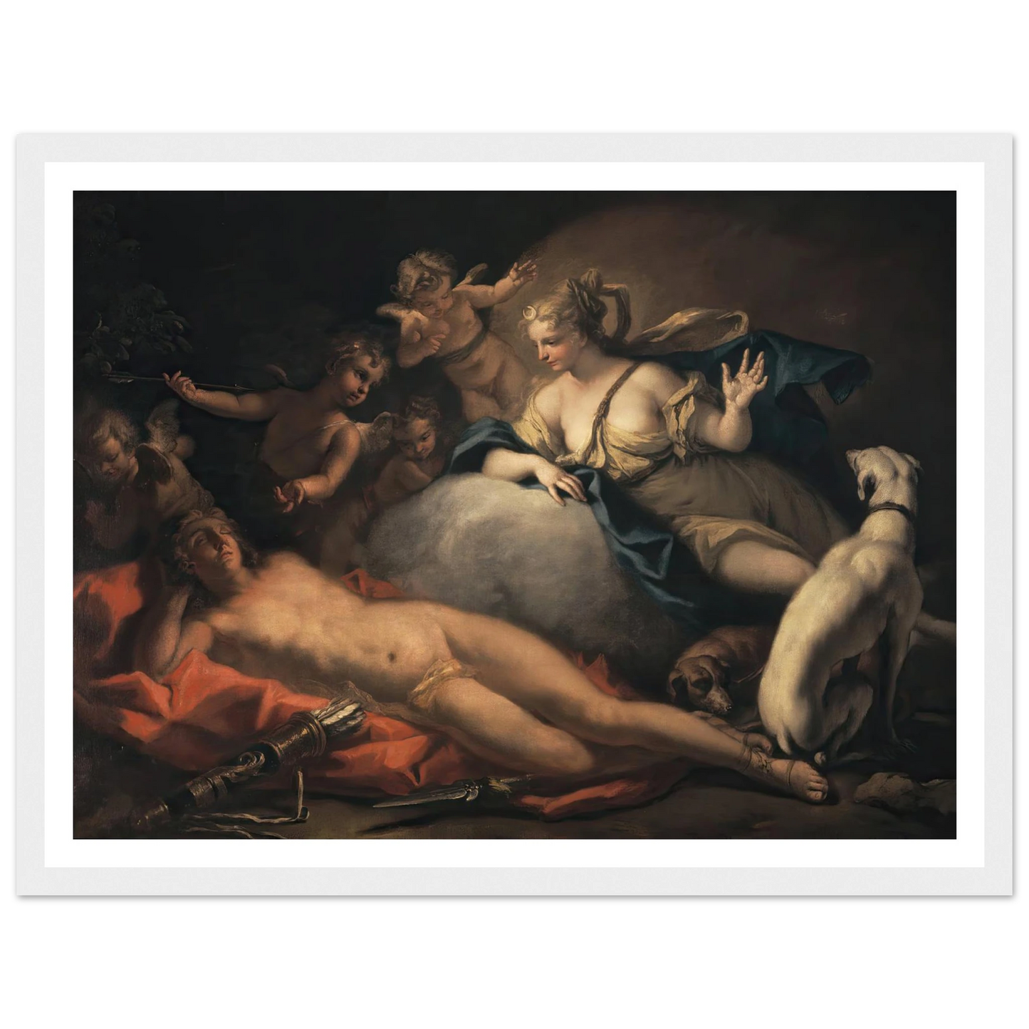 Diana and Endymion Art Print | Sebastiano Ricci - Framed Poster - 30x40 cm / 12x16″ - Black frame