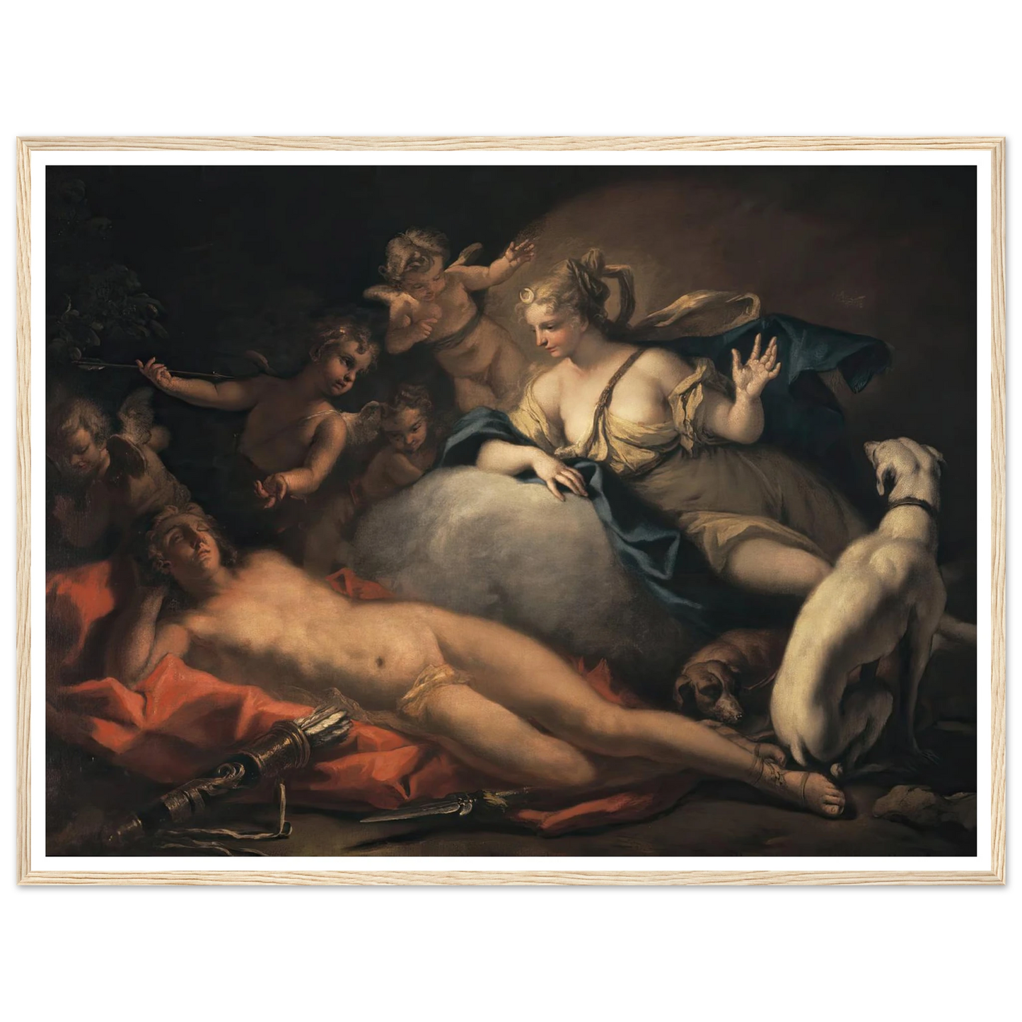 Diana and Endymion Art Print | Sebastiano Ricci - Framed Poster - 30x40 cm / 12x16″ - Black frame