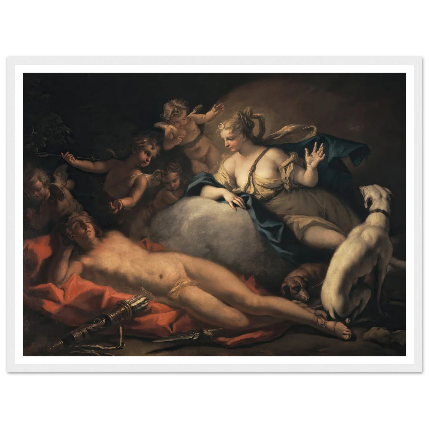 Diana and Endymion Art Print | Sebastiano Ricci - Framed Poster - 30x40 cm / 12x16″ - Black frame