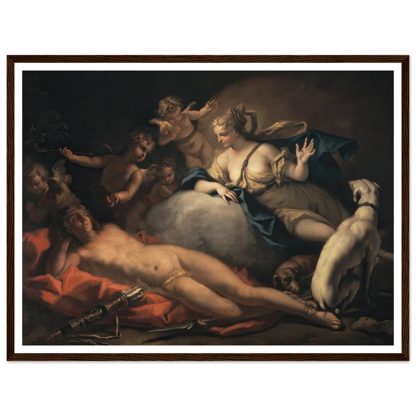 Diana and Endymion Art Print | Sebastiano Ricci - Framed Poster - 30x40 cm / 12x16″ - Black frame