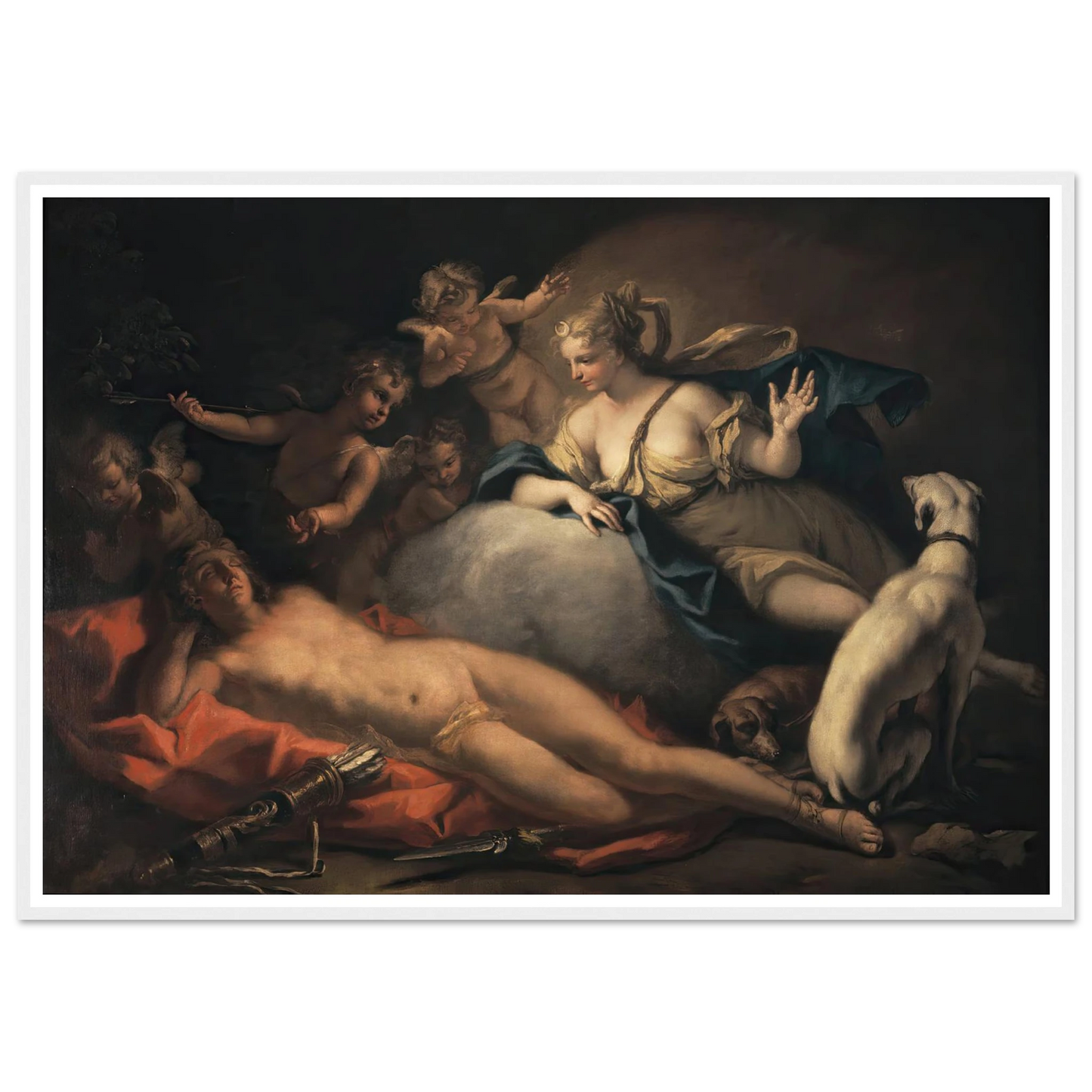 Diana and Endymion Art Print | Sebastiano Ricci - Framed Poster - 30x40 cm / 12x16″ - Black frame