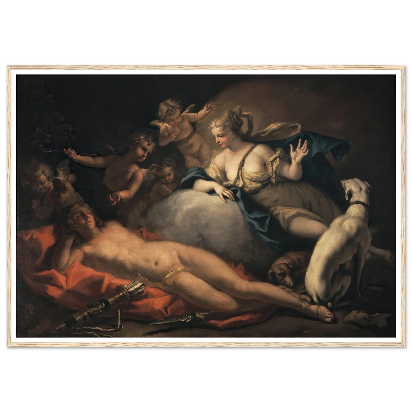 Diana and Endymion Art Print | Sebastiano Ricci - Framed Poster - 30x40 cm / 12x16″ - Black frame