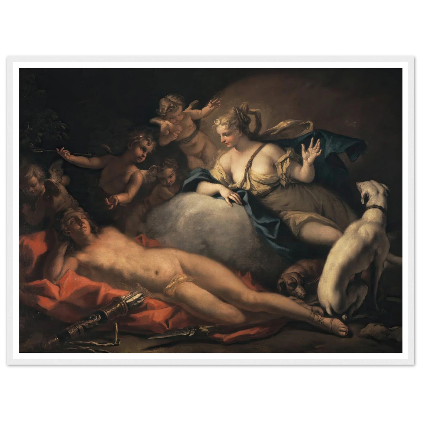 Diana and Endymion Art Print | Sebastiano Ricci - Framed Poster - 30x40 cm / 12x16″ - Black frame