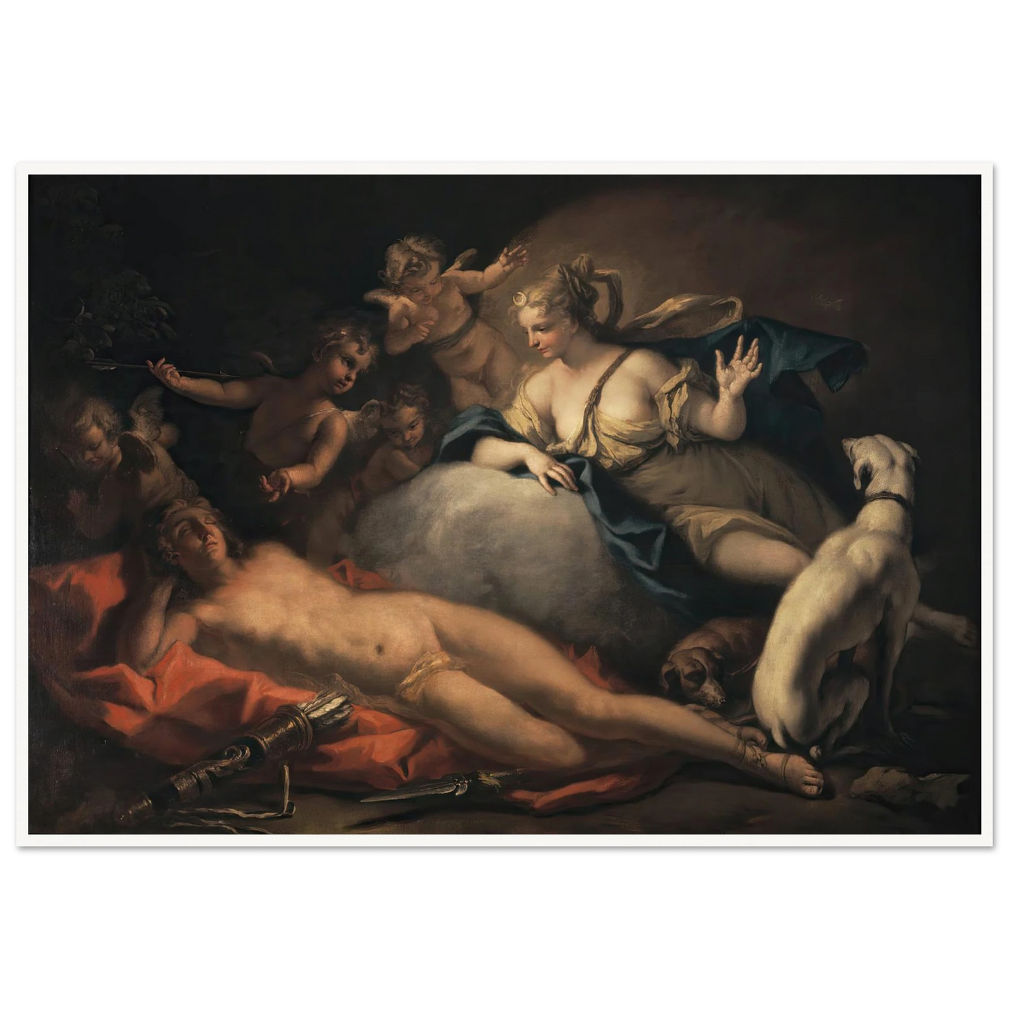Diana and Endymion Art Print | Sebastiano Ricci - Framed Poster - 30x40 cm / 12x16″ - Black frame
