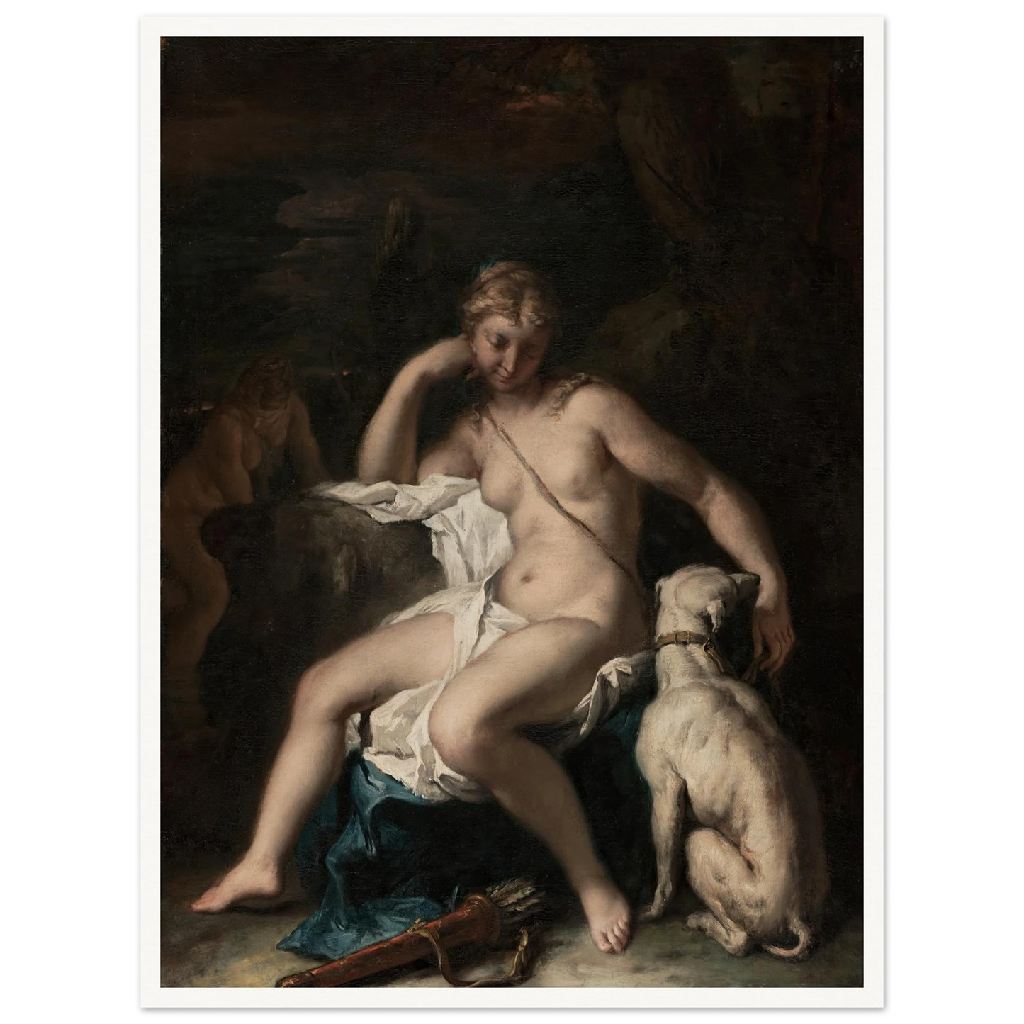 Diana and Her Dog (1717–1720) Art Print | Sebastiano Ricci - Framed Poster - 30x40 cm / 12x16″ - Black frame