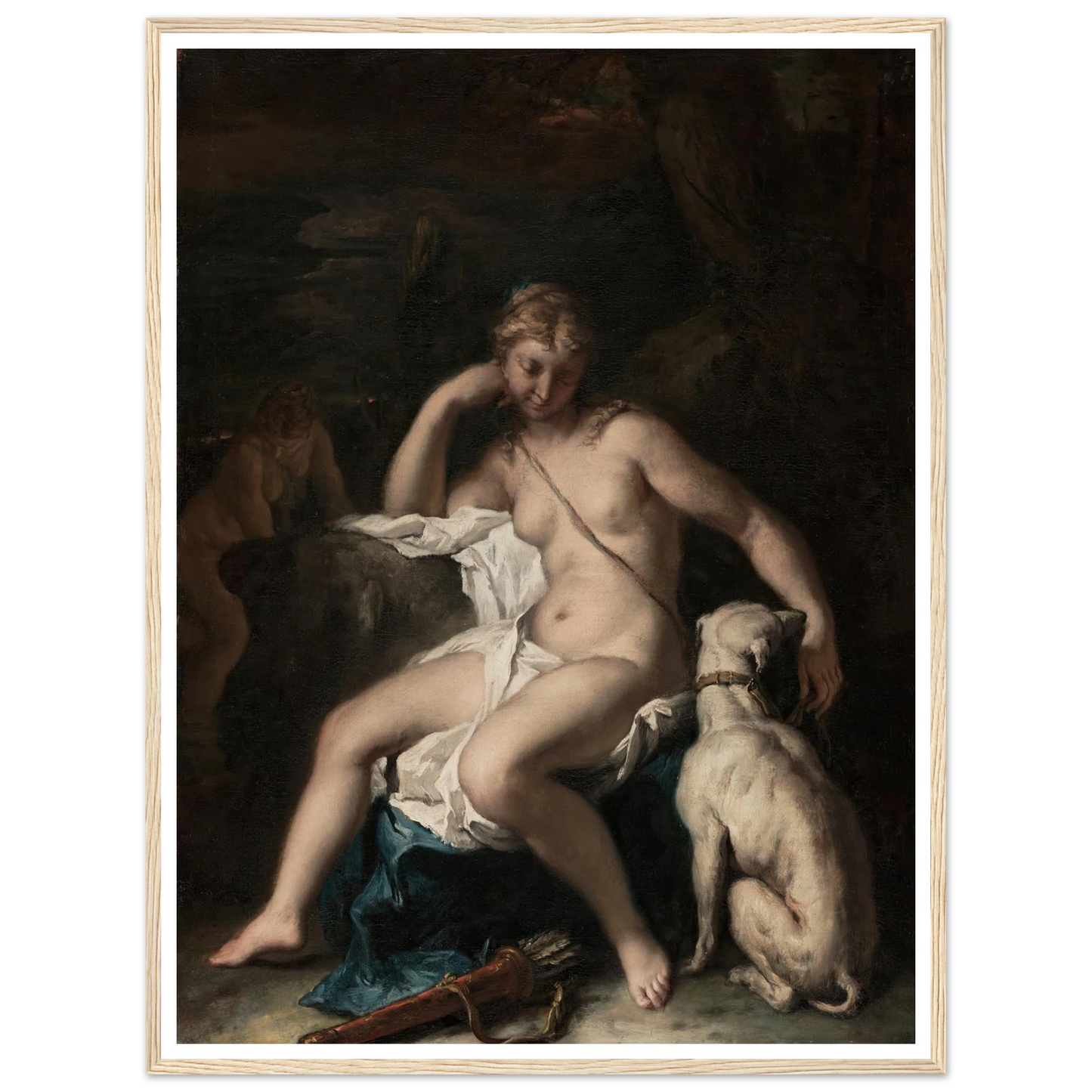 Diana and Her Dog (1717–1720) Art Print | Sebastiano Ricci - Framed Poster - 30x40 cm / 12x16″ - Black frame