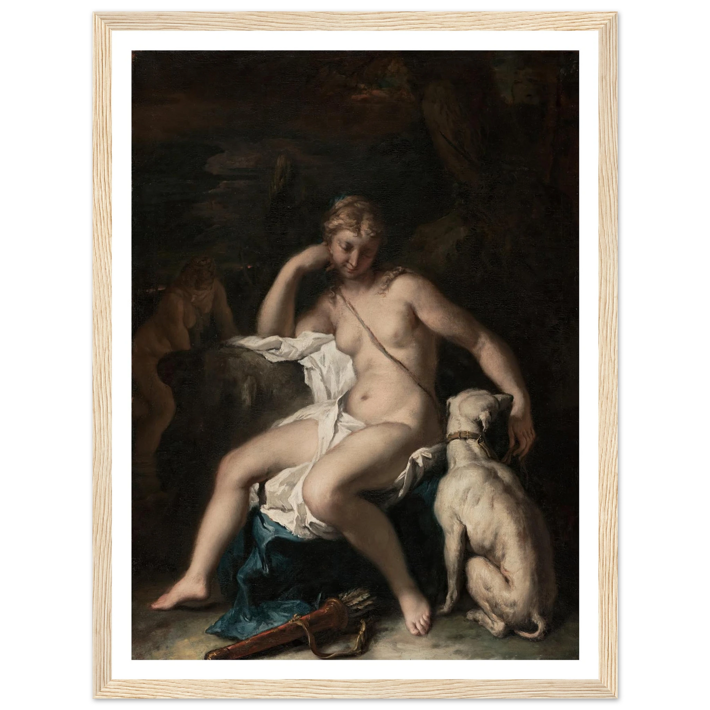 Diana and Her Dog (1717–1720) Art Print | Sebastiano Ricci - Framed Poster - 30x40 cm / 12x16″ - Black frame