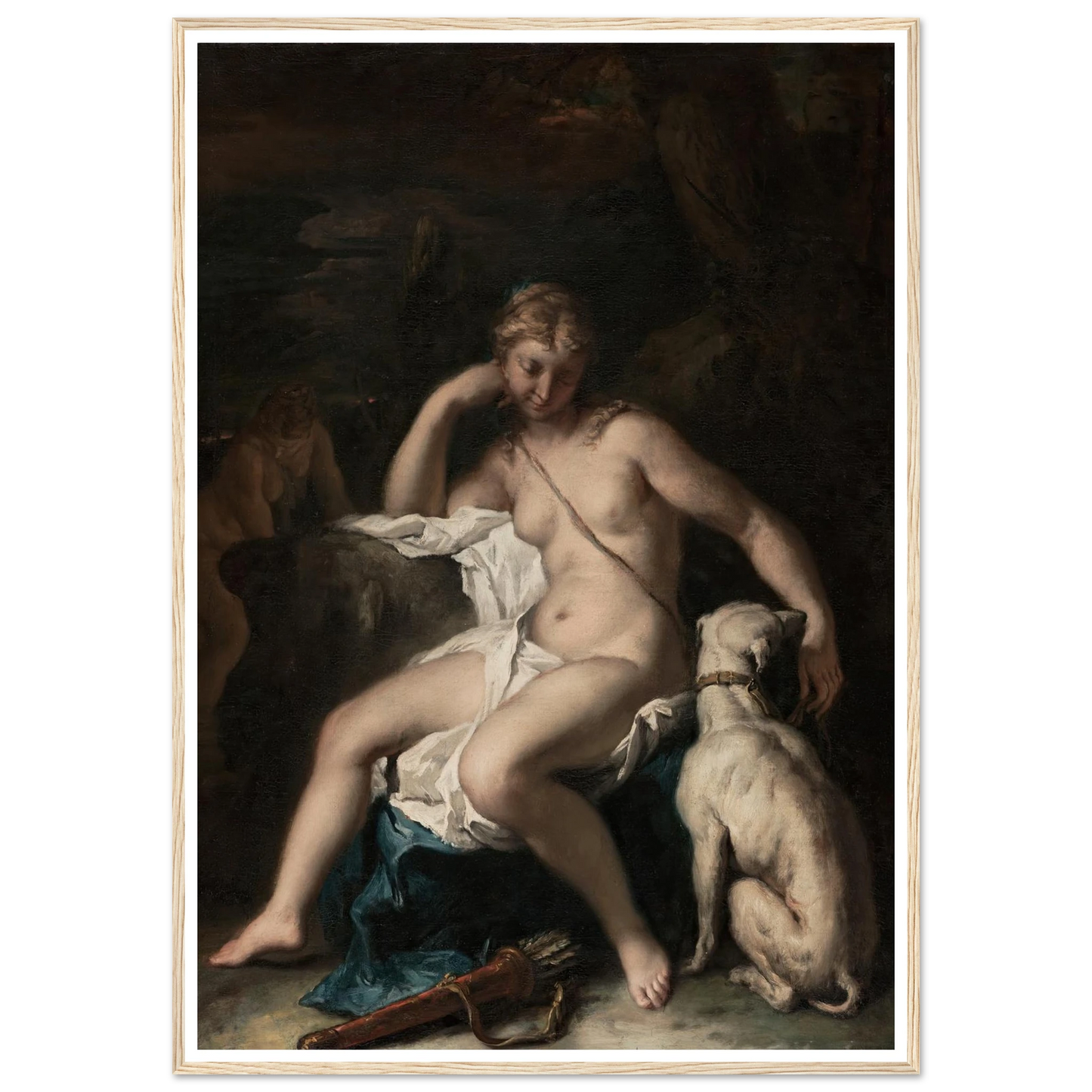 Diana and Her Dog (1717–1720) Art Print | Sebastiano Ricci - Framed Poster - 30x40 cm / 12x16″ - Black frame