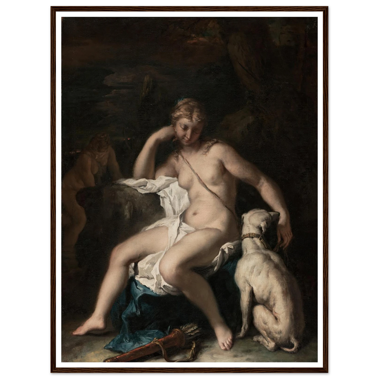 Diana and Her Dog (1717–1720) Art Print | Sebastiano Ricci - Framed Poster - 30x40 cm / 12x16″ - Black frame