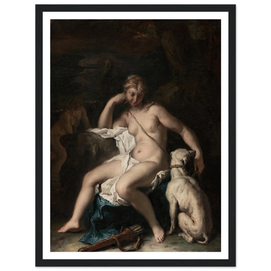 Diana and Her Dog (1717–1720) Art Print | Sebastiano Ricci - Framed Poster - 30x40 cm / 12x16″ - Black frame