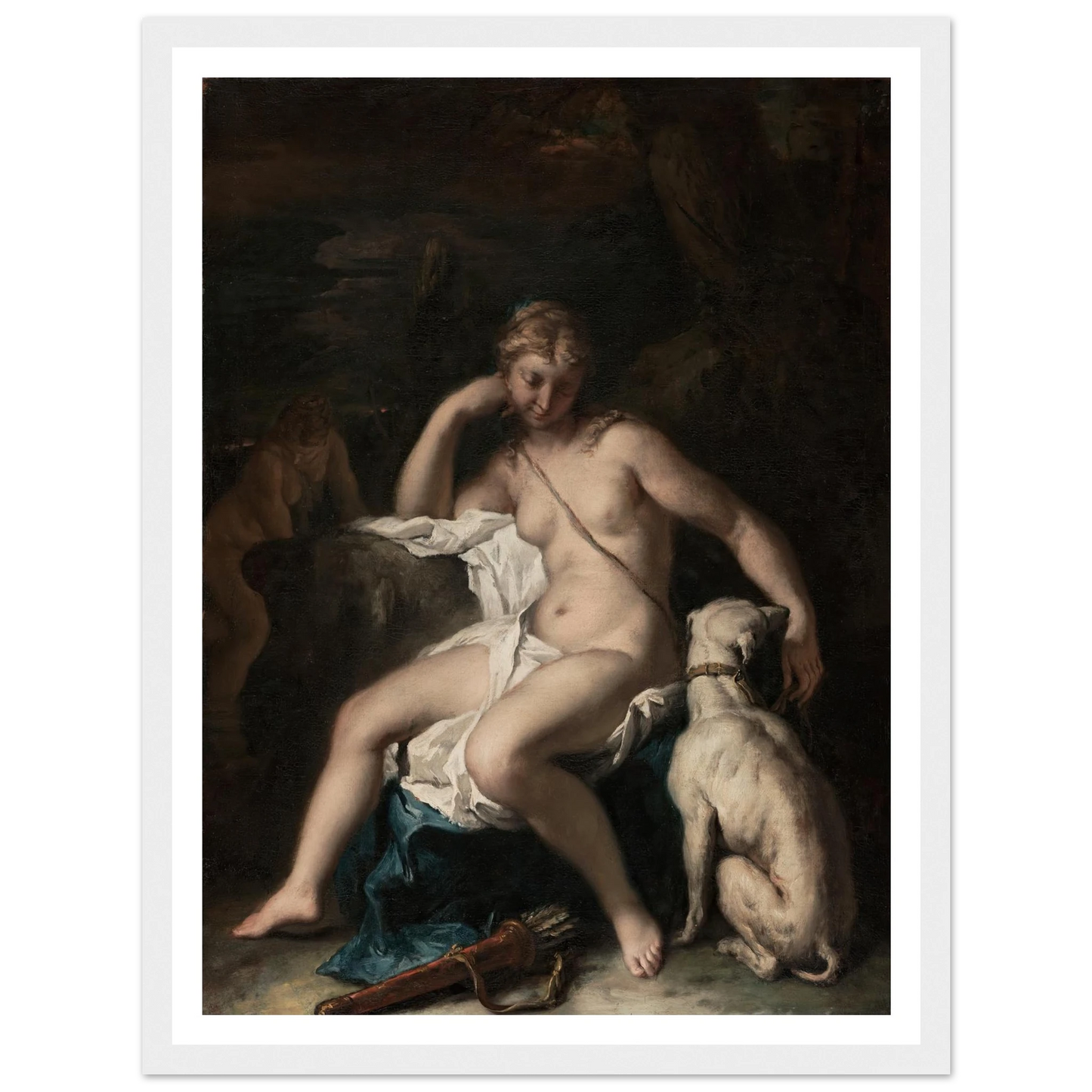 Diana and Her Dog (1717–1720) Art Print | Sebastiano Ricci - Framed Poster - 30x40 cm / 12x16″ - Black frame