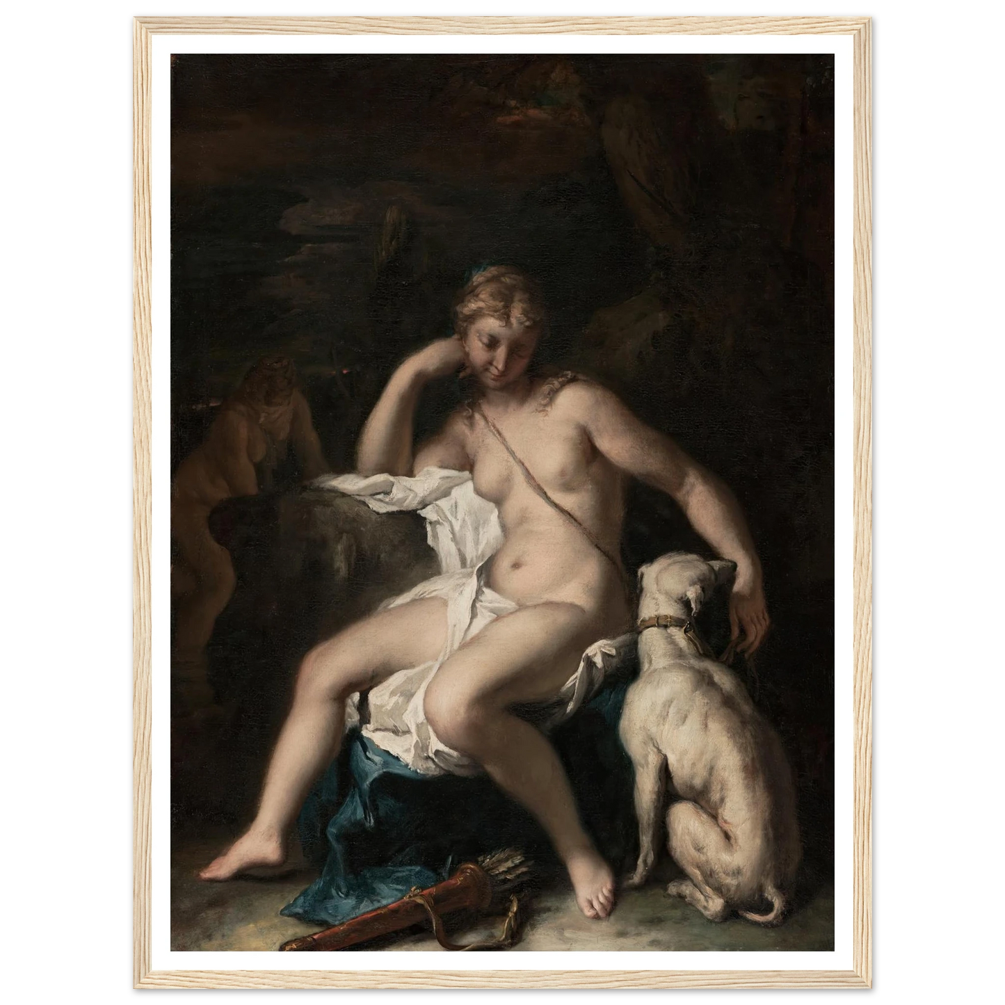 Diana and Her Dog (1717–1720) Art Print | Sebastiano Ricci - Framed Poster - 30x40 cm / 12x16″ - Black frame