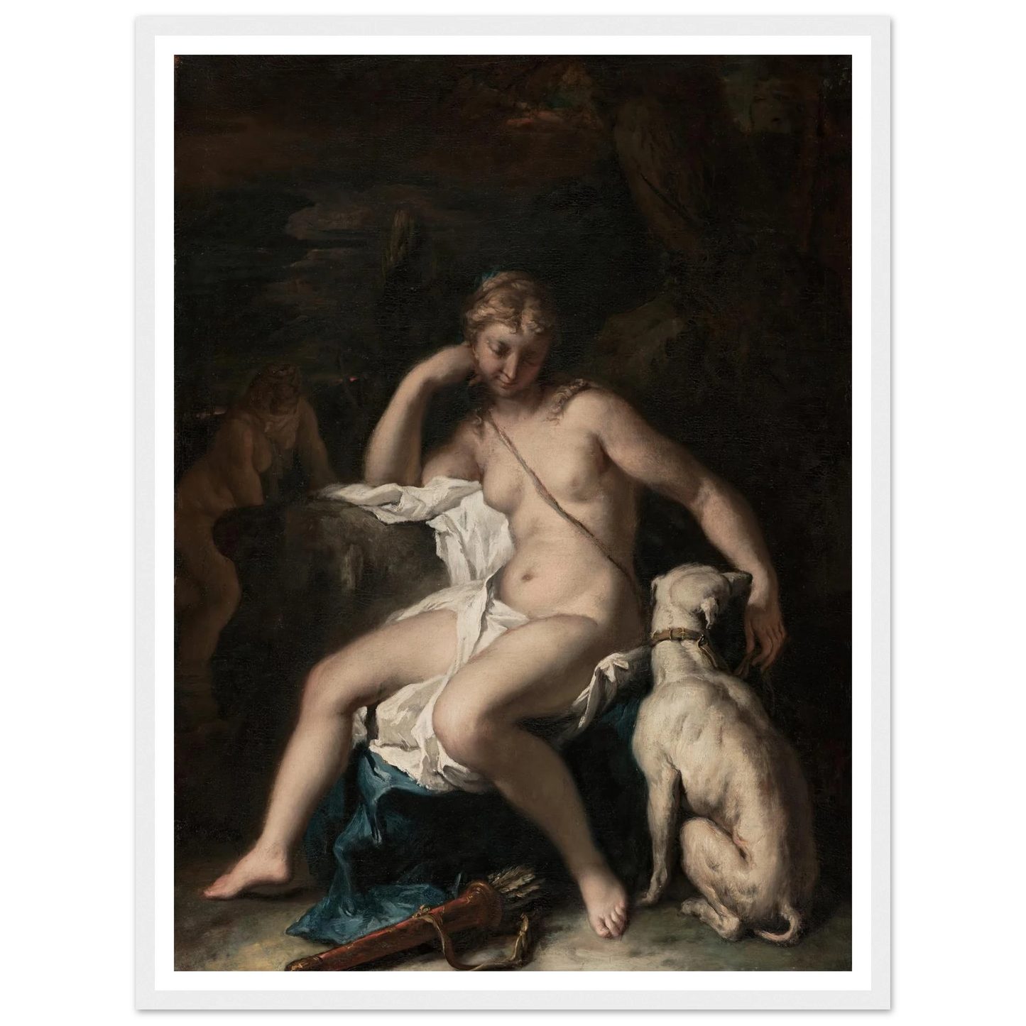 Diana and Her Dog (1717–1720) Art Print | Sebastiano Ricci - Framed Poster - 30x40 cm / 12x16″ - Black frame