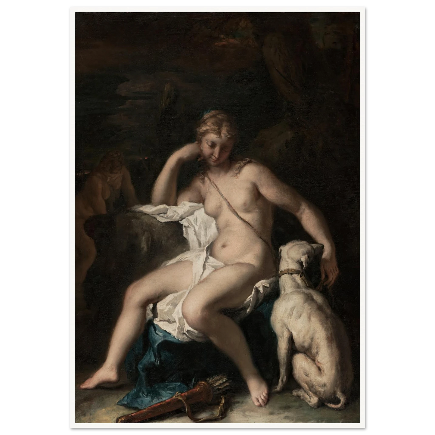 Diana and Her Dog (1717–1720) Art Print | Sebastiano Ricci - Framed Poster - 30x40 cm / 12x16″ - Black frame
