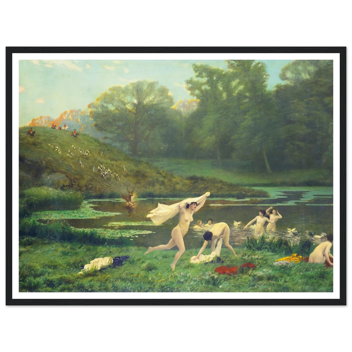 Diane Et Actéon Art Print | Jean Leon Gerome - Framed Poster - 30x40 cm / 12x16″ - Black frame