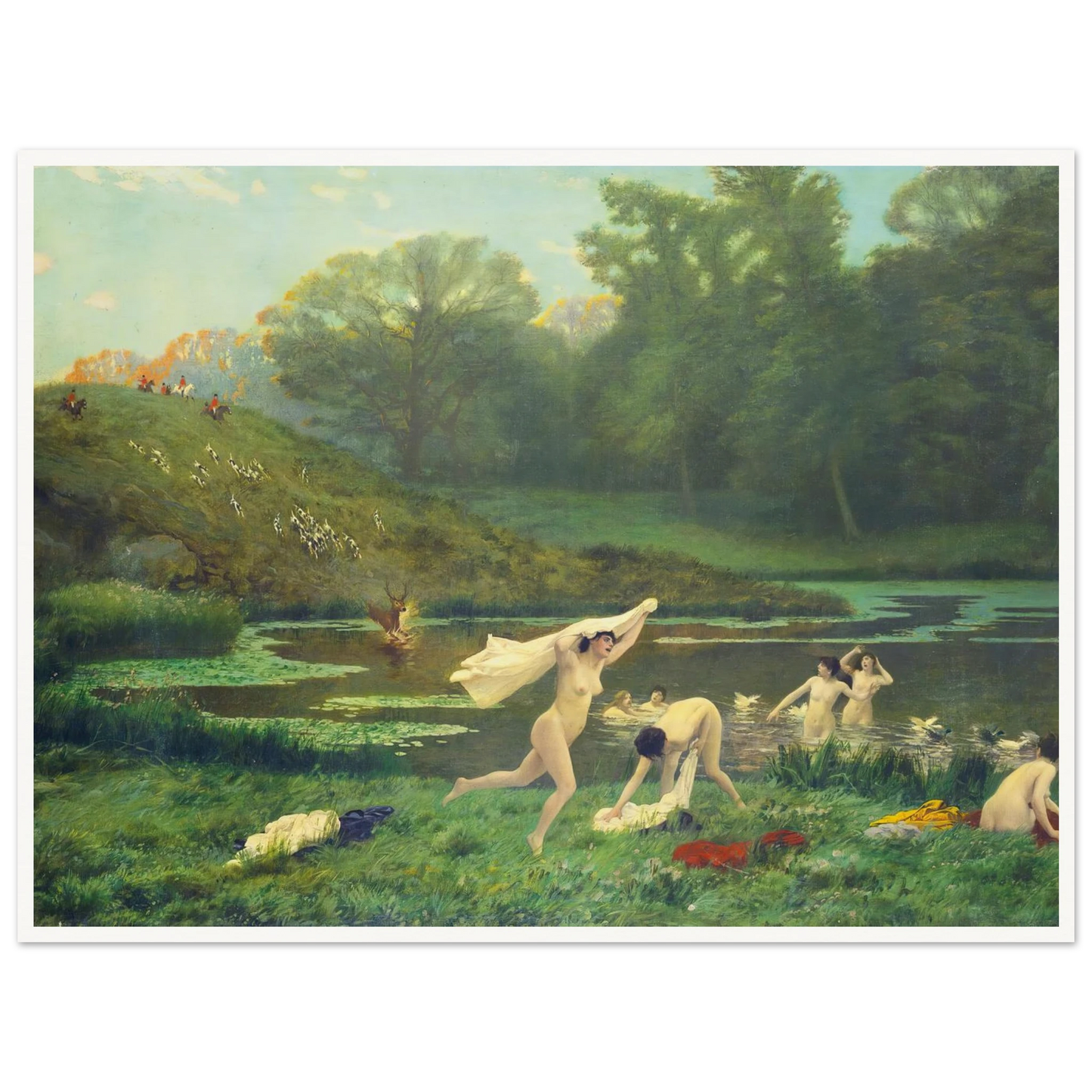 Diane Et Actéon Art Print | Jean Leon Gerome - Framed Poster - 30x40 cm / 12x16″ - Black frame