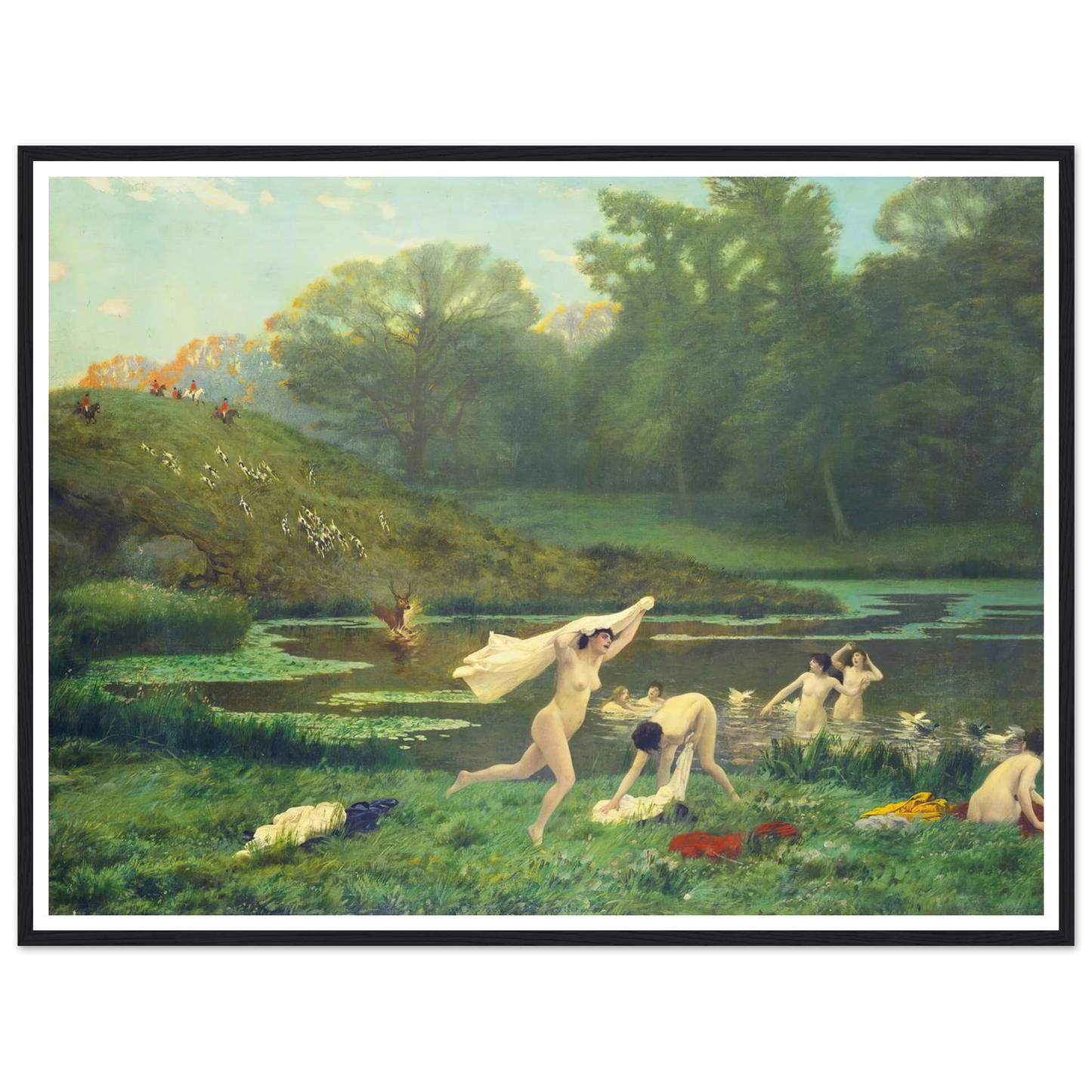Diane Et Actéon Art Print | Jean Leon Gerome - Framed Poster - 30x40 cm / 12x16″ - Black frame