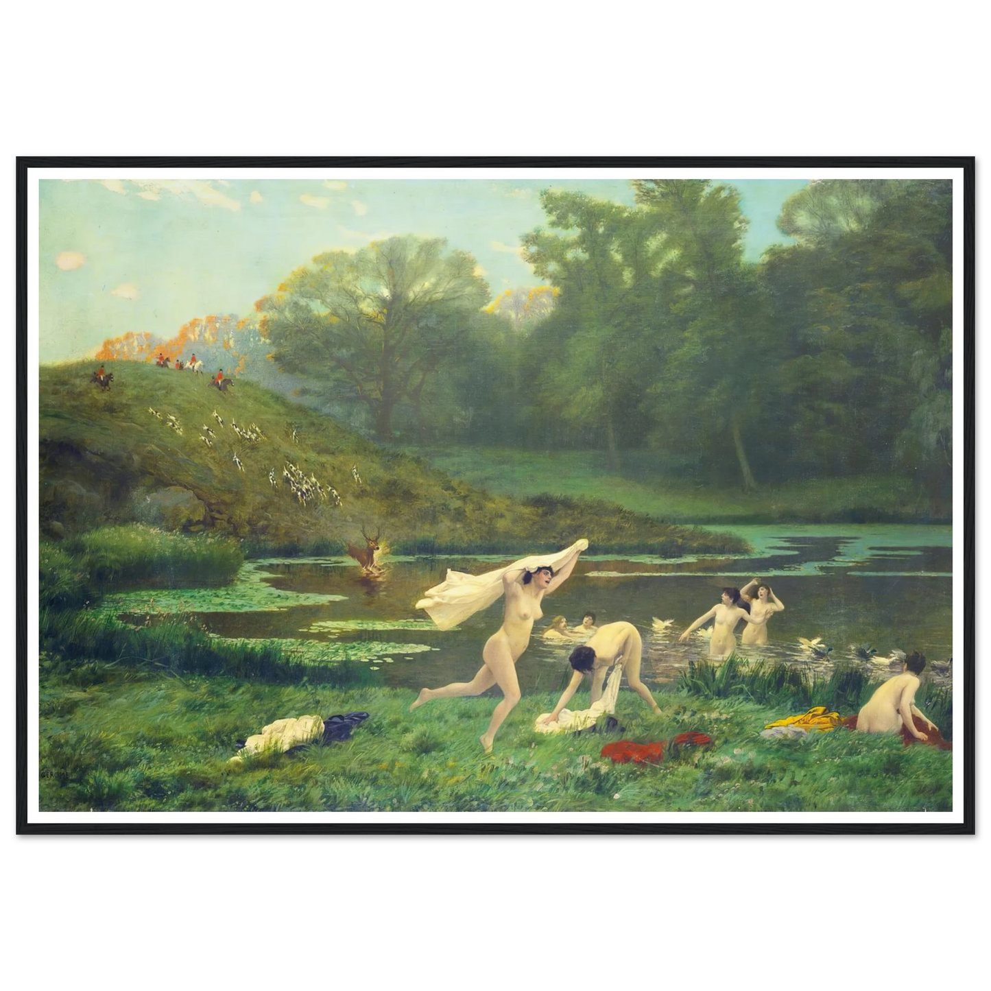 Diane Et Actéon Art Print | Jean Leon Gerome - Framed Poster - 30x40 cm / 12x16″ - Black frame