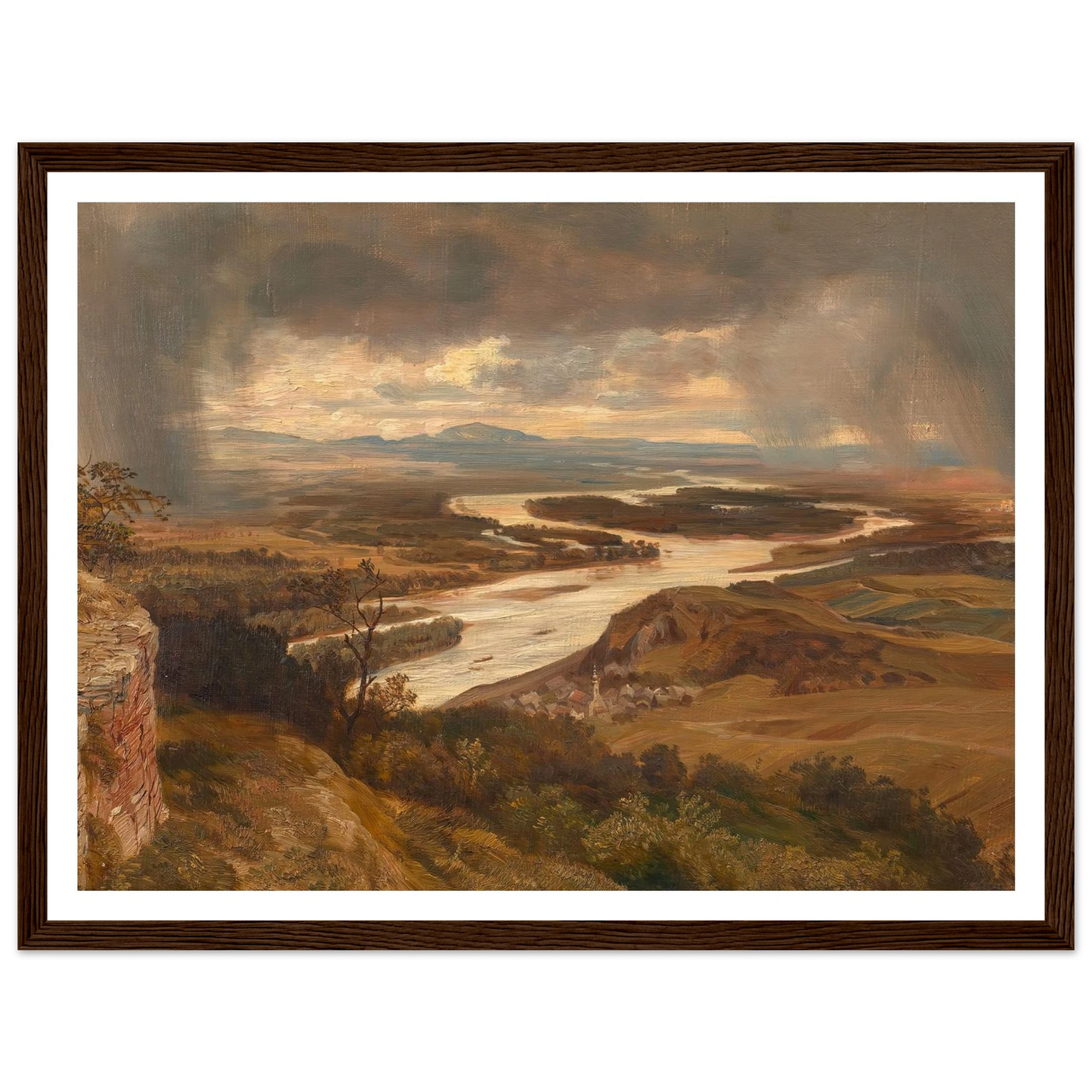 Die Donauauen bei Wien (ca. 1870) Art Print | Josef Hoffmann - Framed Poster - 30x40 cm / 12x16″ - Black frame