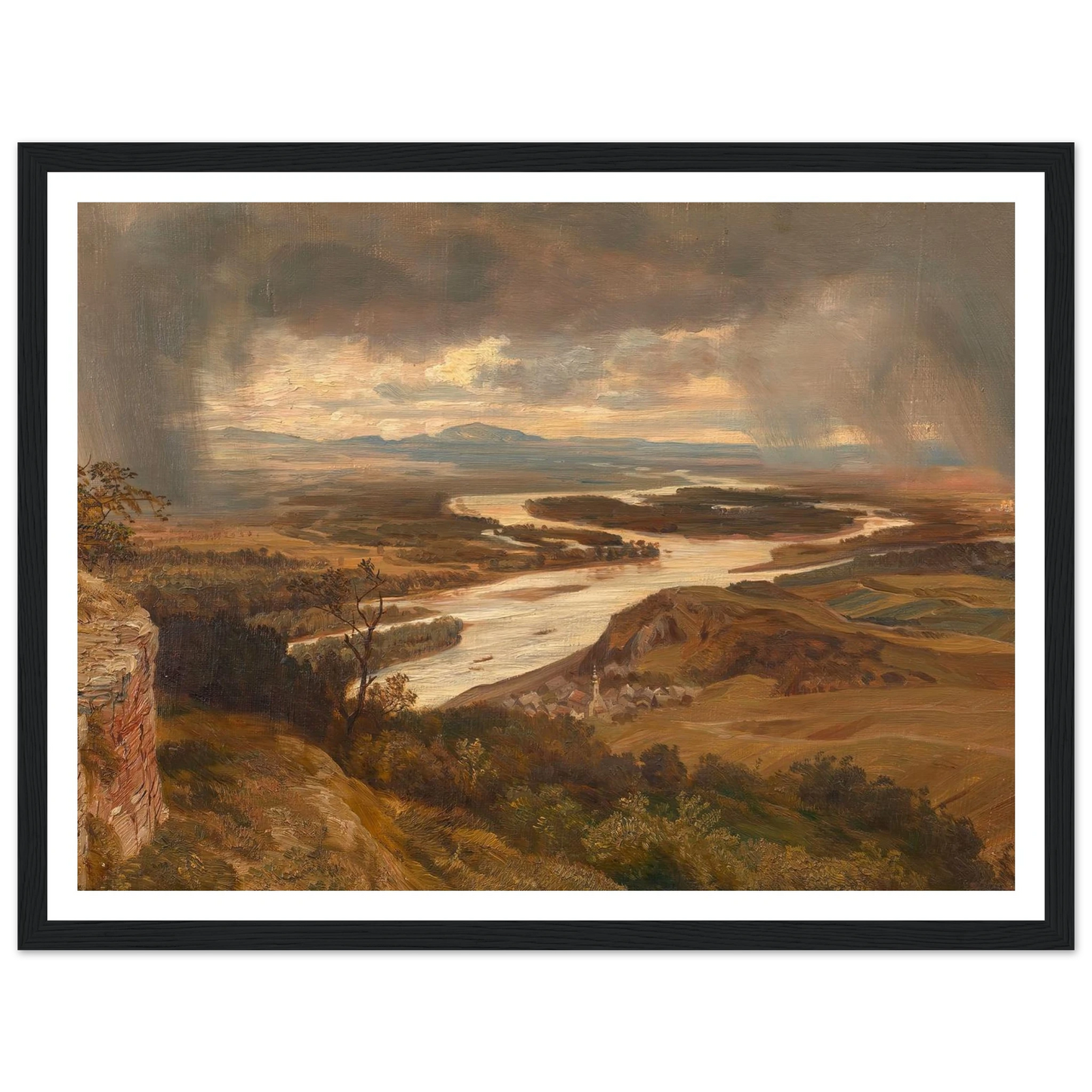 Die Donauauen bei Wien (ca. 1870) Art Print | Josef Hoffmann - Framed Poster - 30x40 cm / 12x16″ - Black frame