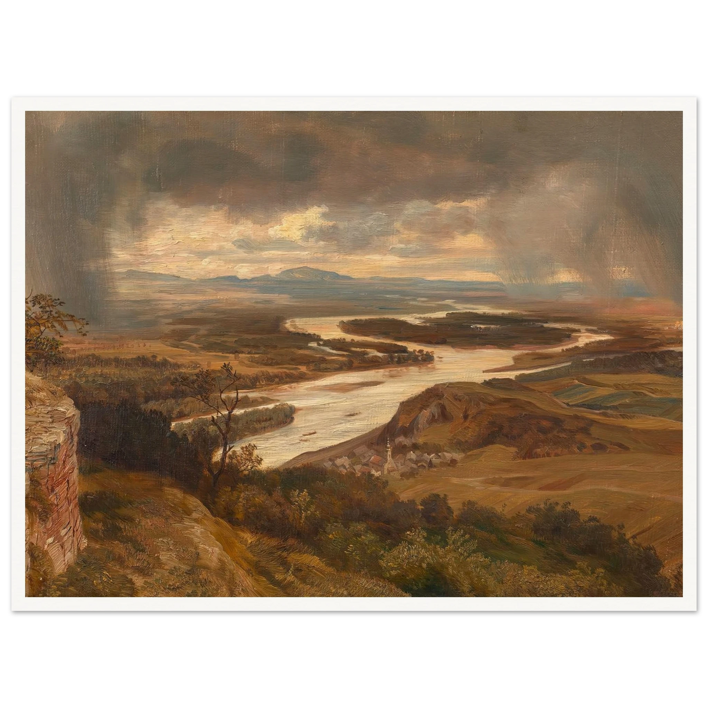 Die Donauauen bei Wien (ca. 1870) Art Print | Josef Hoffmann - Framed Poster - 30x40 cm / 12x16″ - Black frame