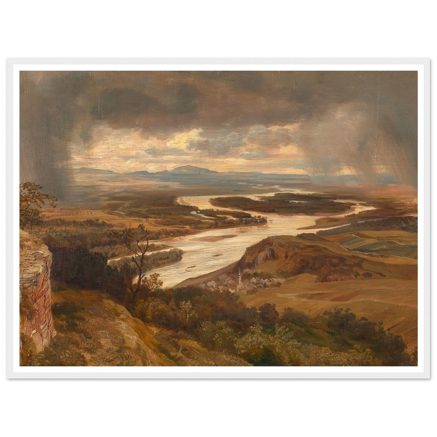 Die Donauauen bei Wien (ca. 1870) Art Print | Josef Hoffmann - Framed Poster - 30x40 cm / 12x16″ - Black frame