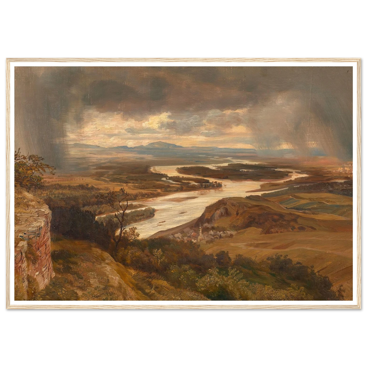 Die Donauauen bei Wien (ca. 1870) Art Print | Josef Hoffmann - Framed Poster - 30x40 cm / 12x16″ - Black frame