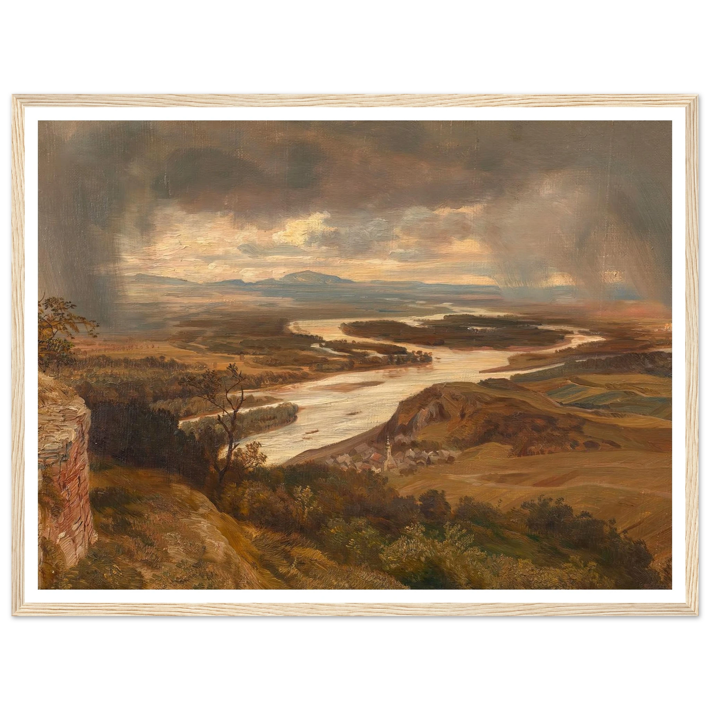 Die Donauauen bei Wien (ca. 1870) Art Print | Josef Hoffmann - Framed Poster - 30x40 cm / 12x16″ - Black frame