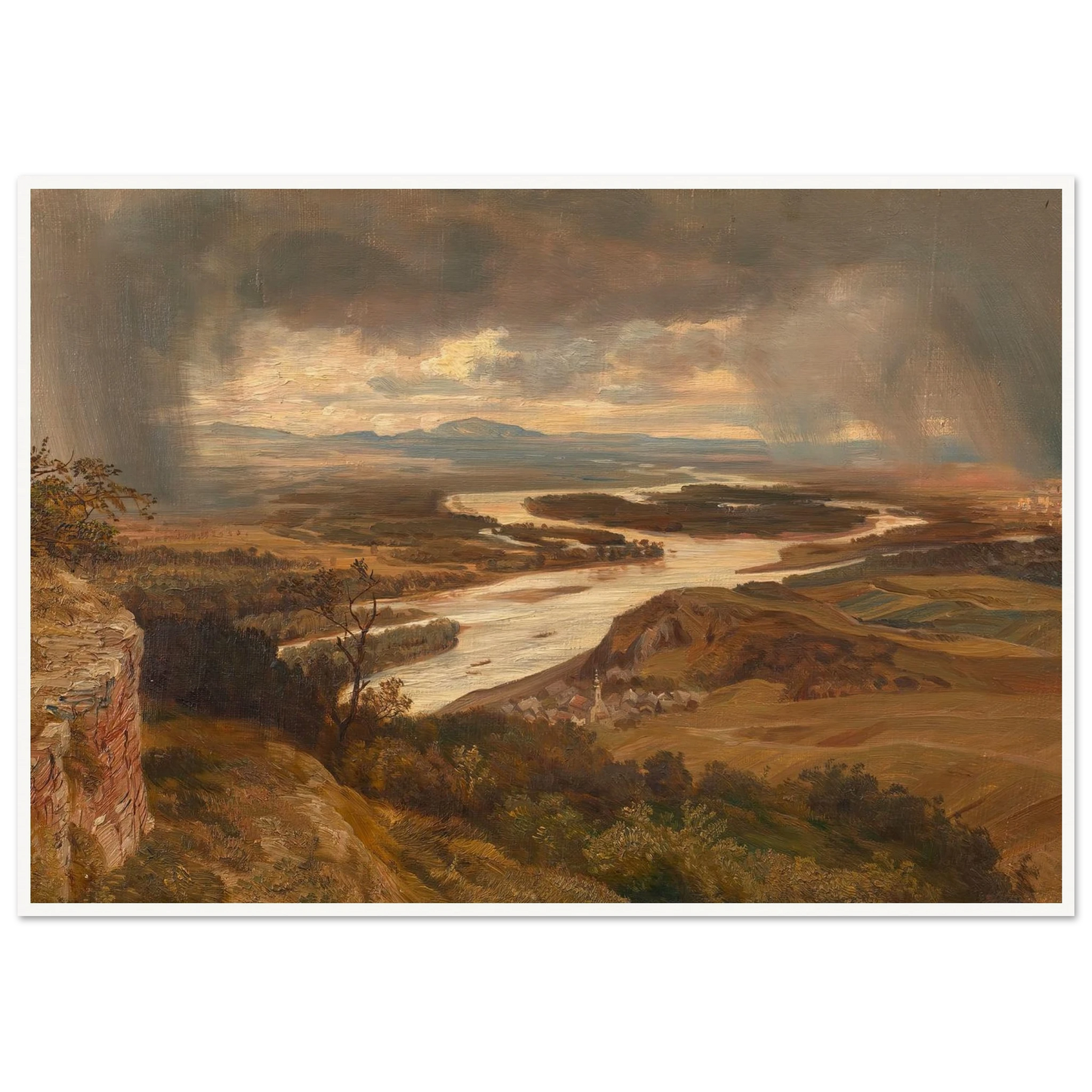 Die Donauauen bei Wien (ca. 1870) Art Print | Josef Hoffmann - Framed Poster - 30x40 cm / 12x16″ - Black frame