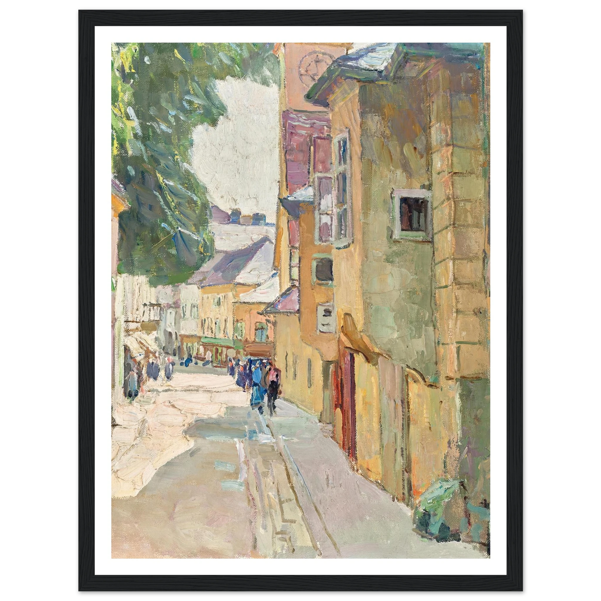 Die Dr. Seipel-Straße in Mödling (1942) Art Print | Carl Moll - Framed Poster - 30x40 cm / 12x16″ - Black frame