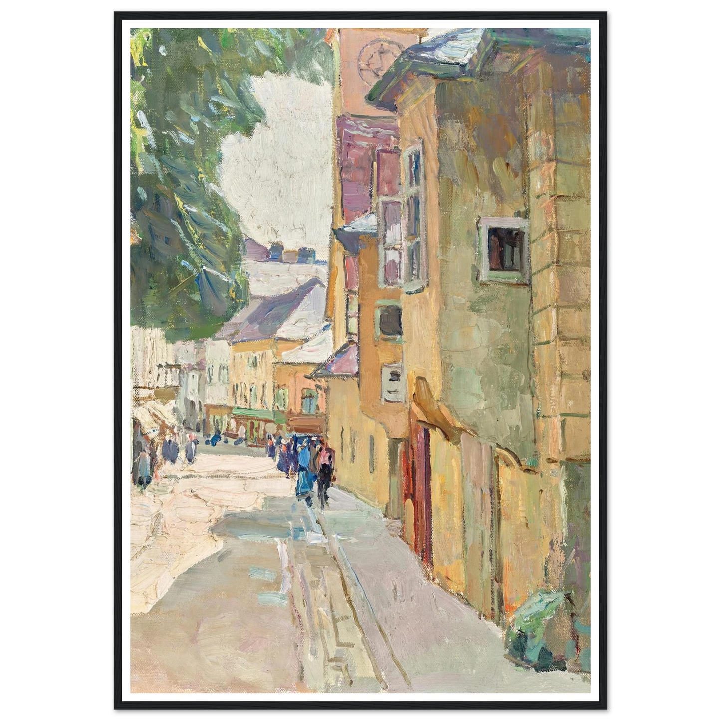 Die Dr. Seipel-Straße in Mödling (1942) Art Print | Carl Moll - Framed Poster - 30x40 cm / 12x16″ - Black frame