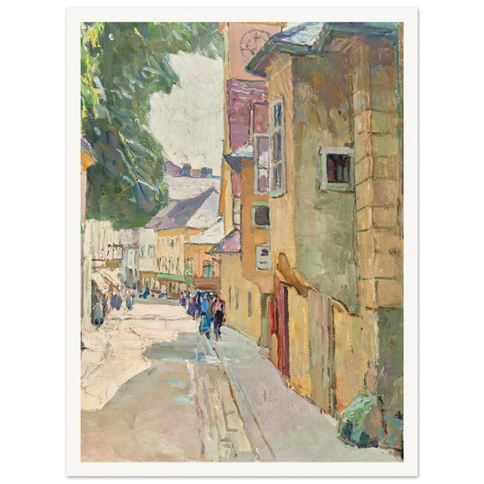 Die Dr. Seipel-Straße in Mödling (1942) Art Print | Carl Moll - Framed Poster - 30x40 cm / 12x16″ - Black frame