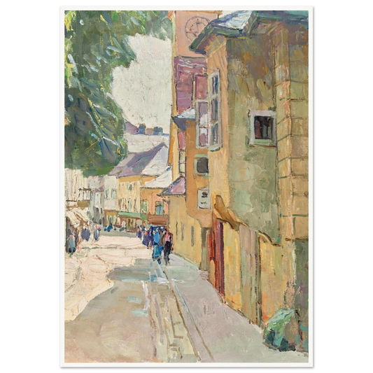 Die Dr. Seipel-Straße in Mödling (1942) Art Print | Carl Moll - Framed Poster - 30x40 cm / 12x16″ - Black frame