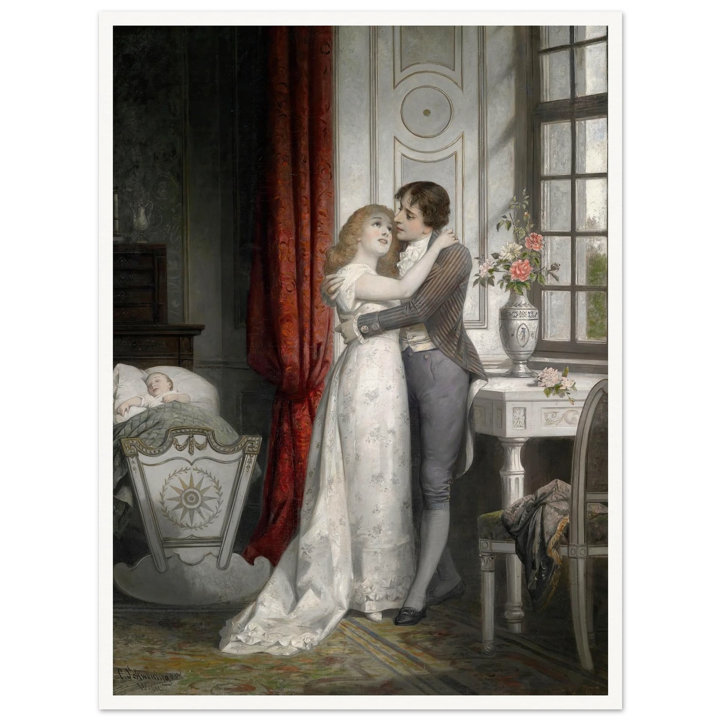 Die glückliche Familie Art Print | Carl Schweninger Jr - Framed Poster - 30x40 cm / 12x16″ - Black frame