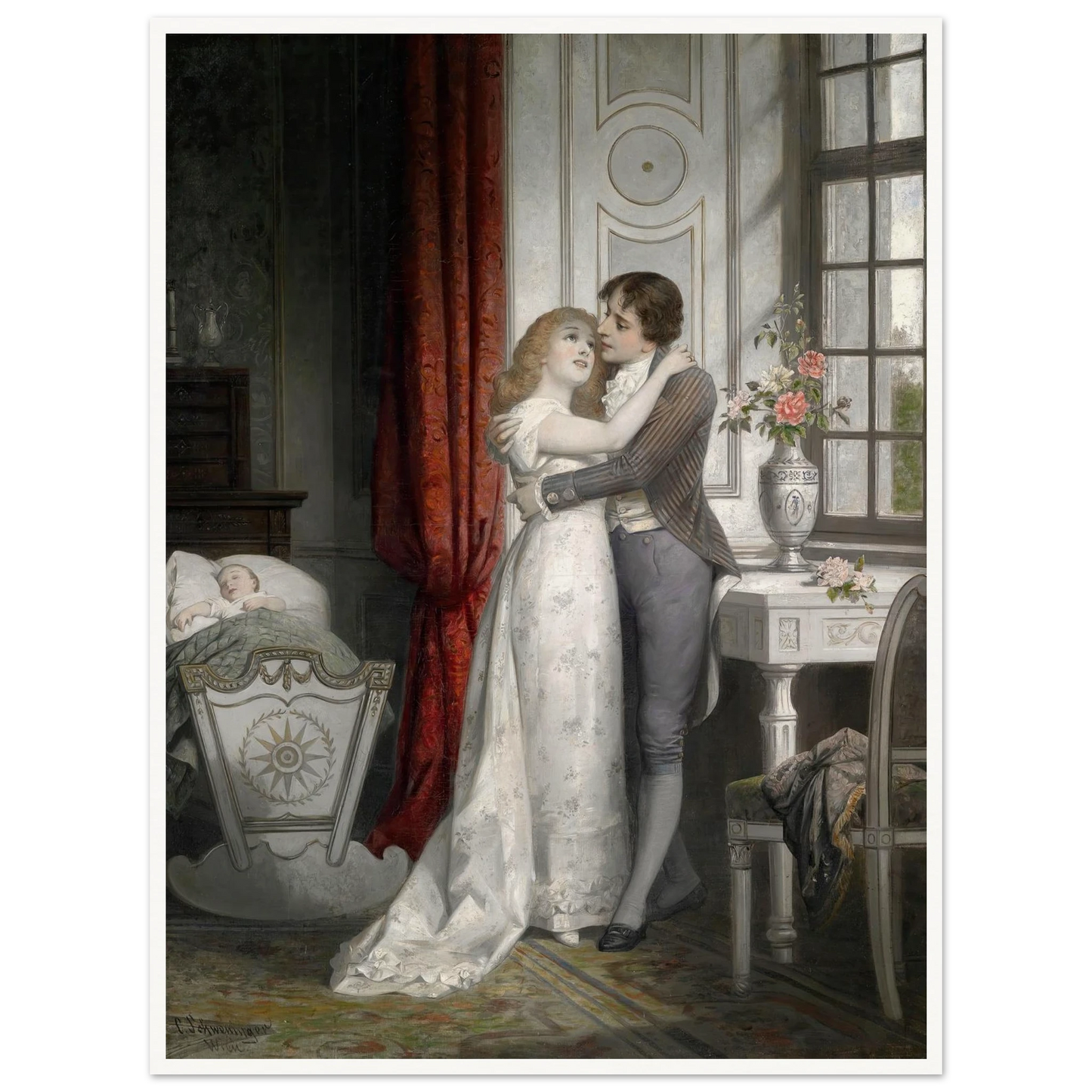 Die glückliche Familie Art Print | Carl Schweninger Jr - Framed Poster - 30x40 cm / 12x16″ - Black frame