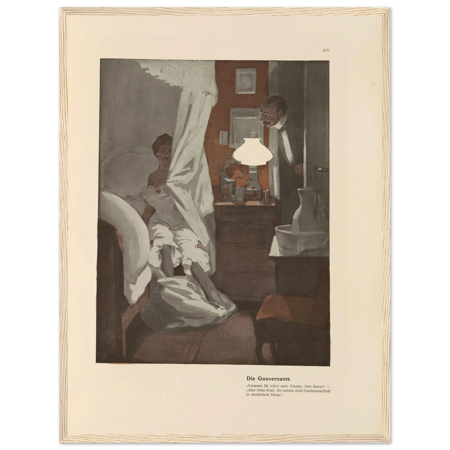 Die Gouvernante (1908) Art Print | Ferdinand Freiherr von Reznicek - Framed Poster - 30x40 cm / 12x16″ - Black frame