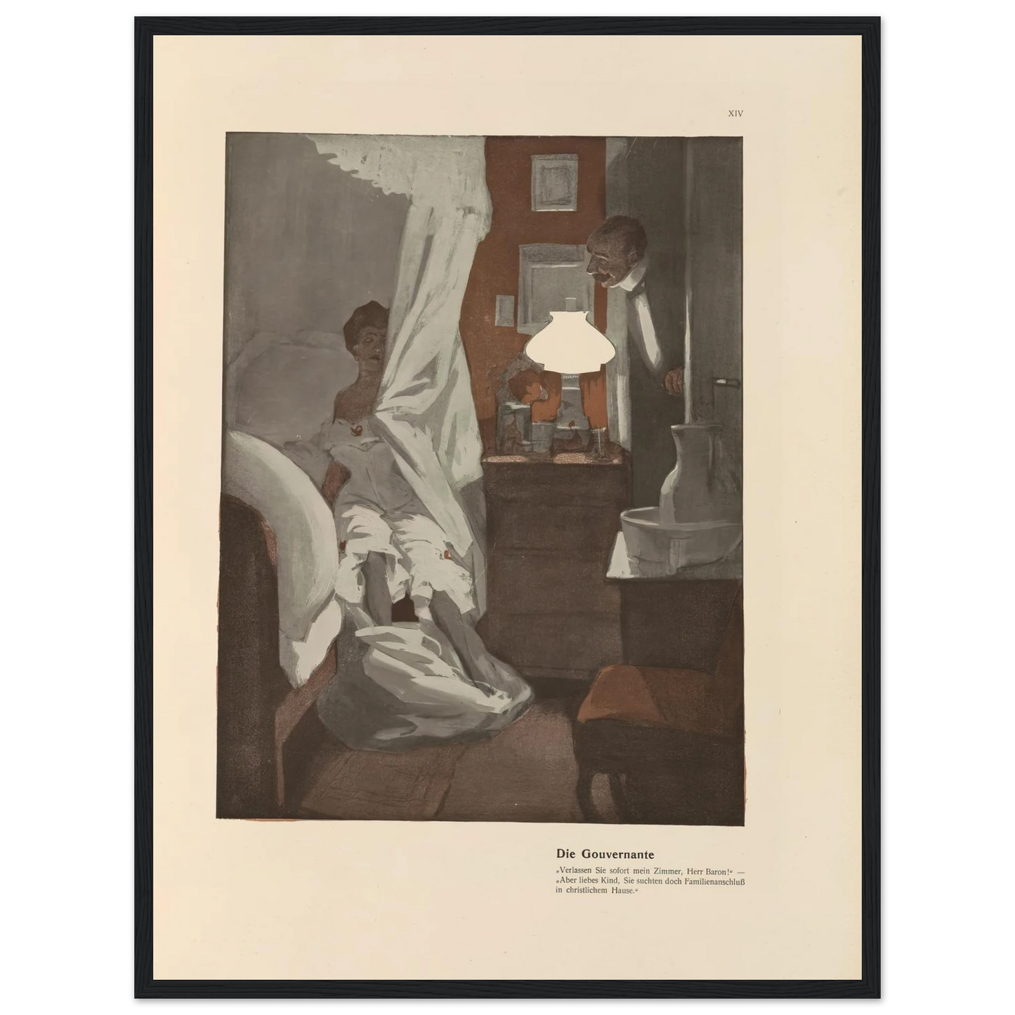Die Gouvernante (1908) Art Print | Ferdinand Freiherr von Reznicek - Framed Poster - 30x40 cm / 12x16″ - Black frame