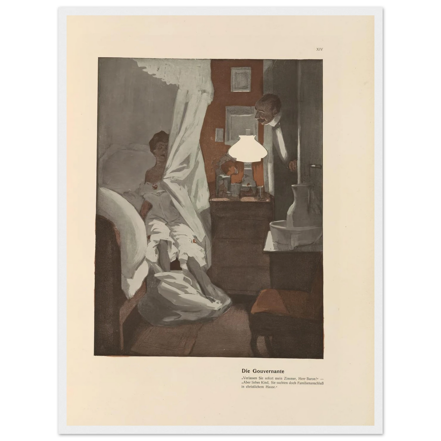 Die Gouvernante (1908) Art Print | Ferdinand Freiherr von Reznicek - Framed Poster - 30x40 cm / 12x16″ - Black frame