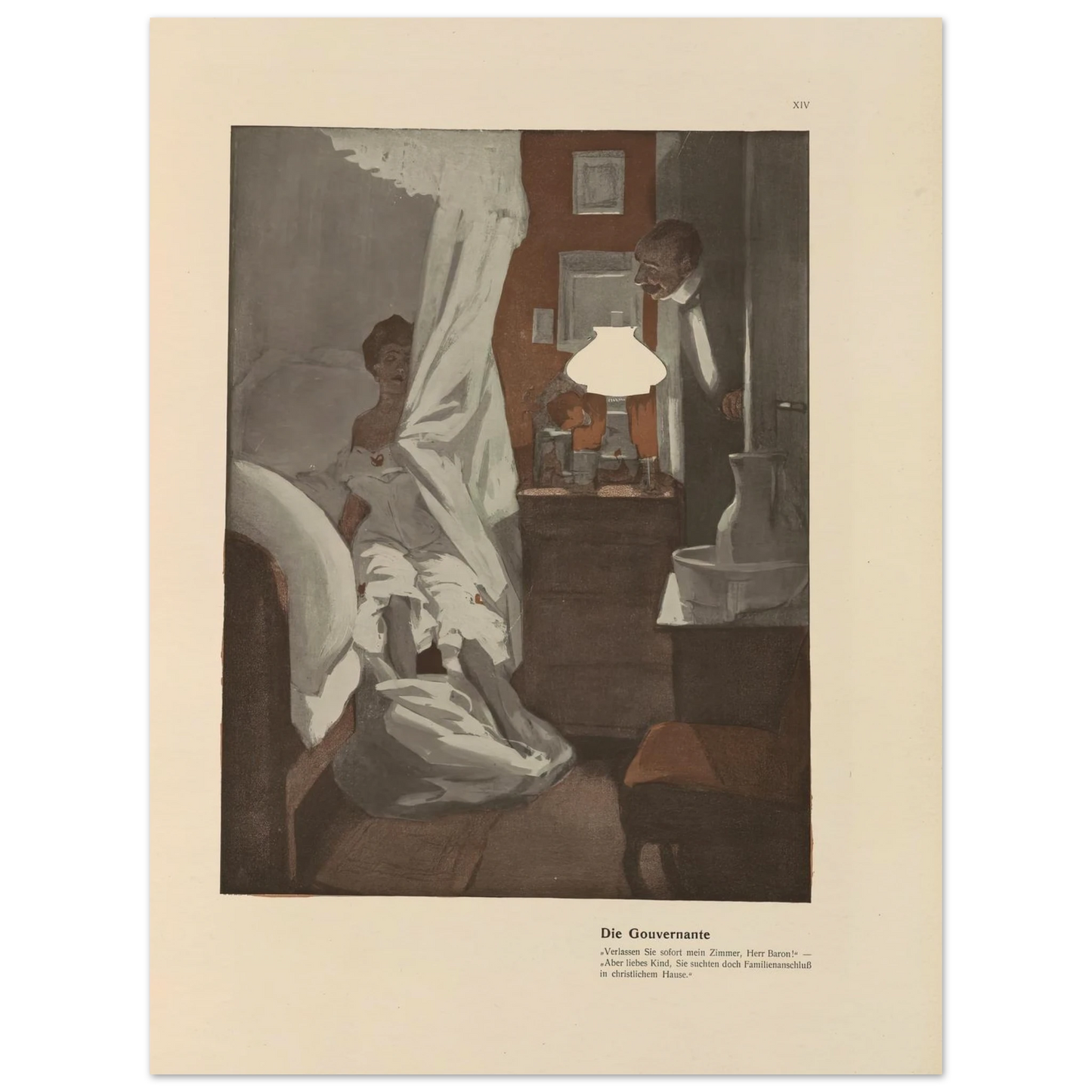 Die Gouvernante (1908) Art Print | Ferdinand Freiherr von Reznicek - Framed Poster - 30x40 cm / 12x16″ - Black frame