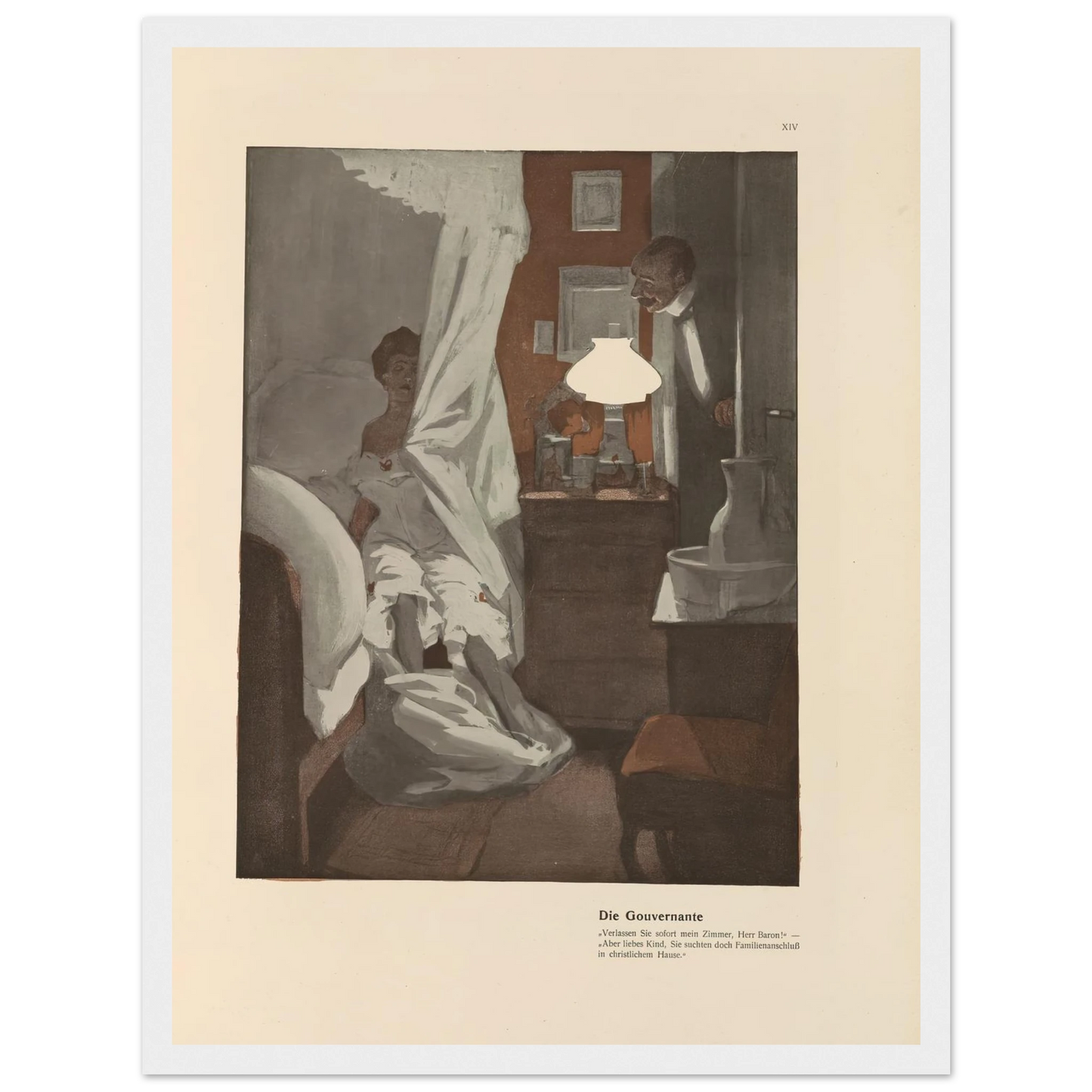 Die Gouvernante (1908) Art Print | Ferdinand Freiherr von Reznicek - Framed Poster - 30x40 cm / 12x16″ - Black frame