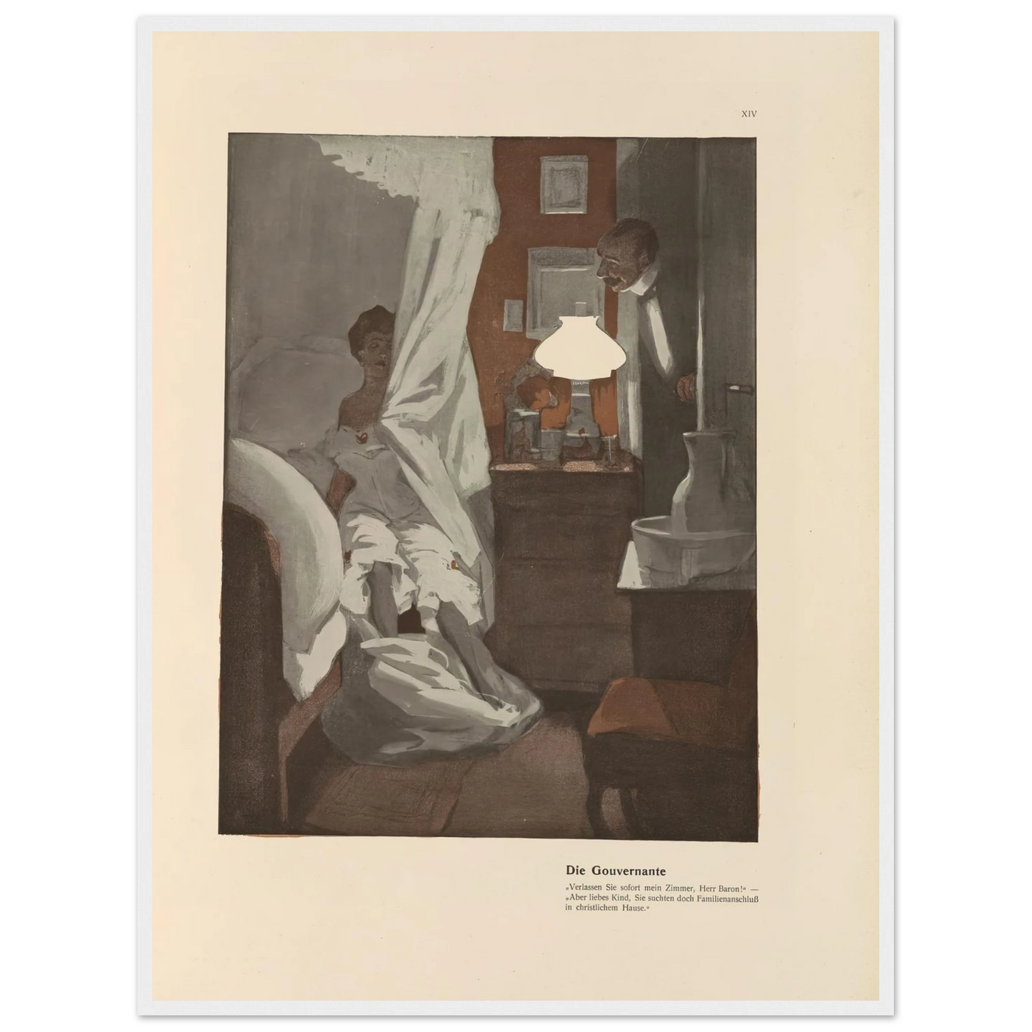 Die Gouvernante (1908) Art Print | Ferdinand Freiherr von Reznicek - Framed Poster - 30x40 cm / 12x16″ - Black frame