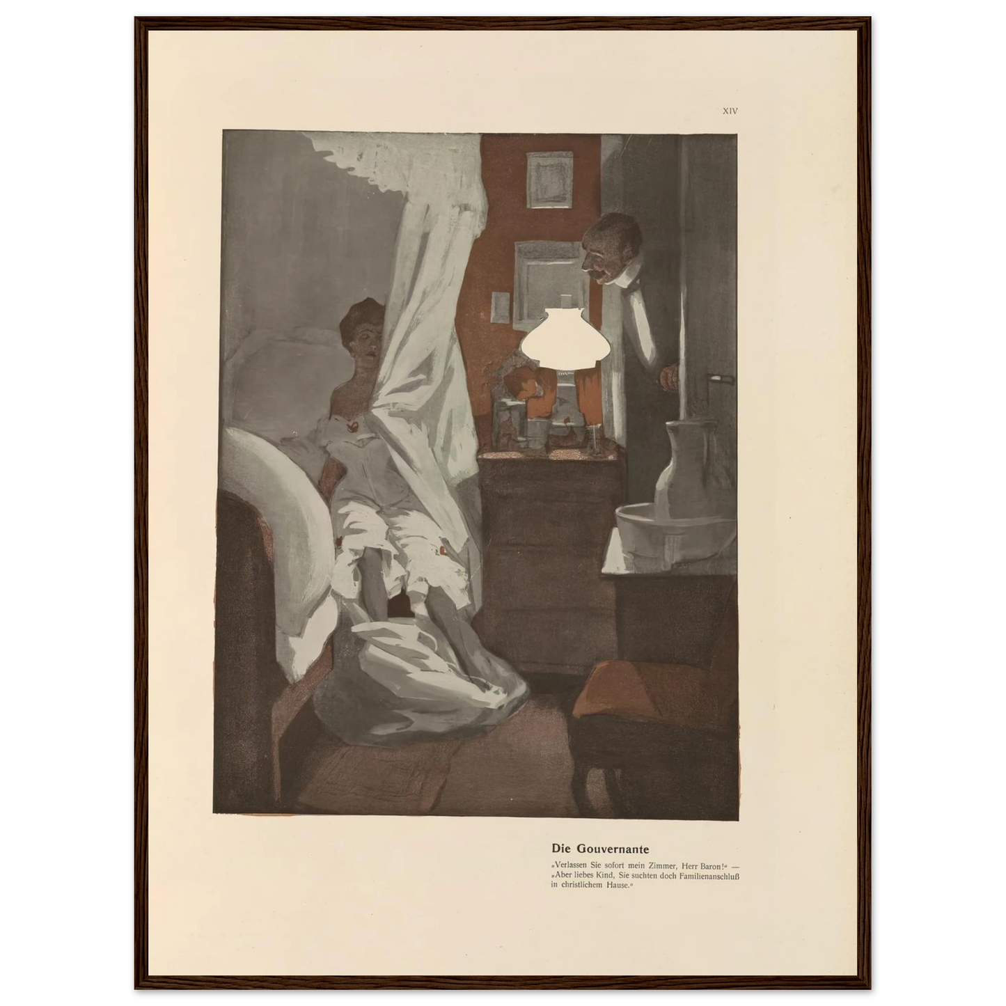 Die Gouvernante (1908) Art Print | Ferdinand Freiherr von Reznicek - Framed Poster - 30x40 cm / 12x16″ - Black frame