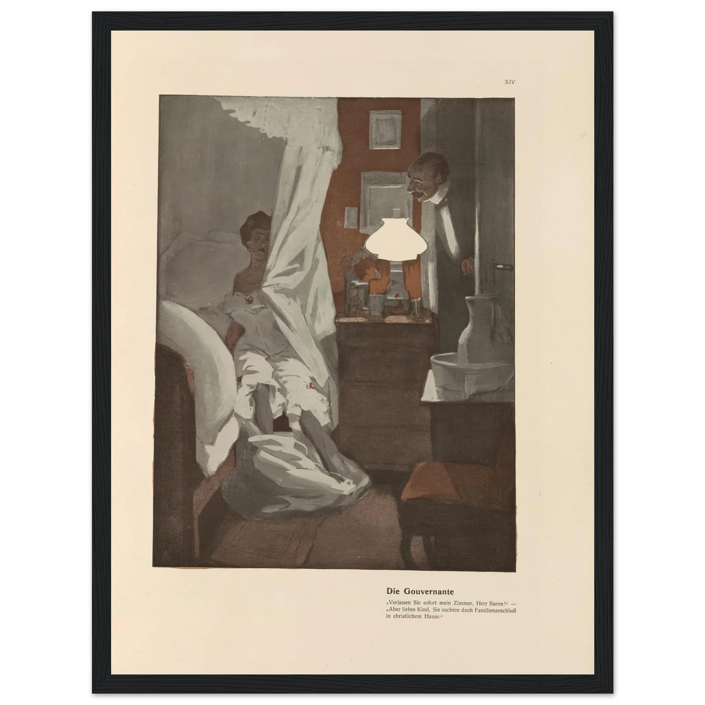 Die Gouvernante (1908) Art Print | Ferdinand Freiherr von Reznicek - Framed Poster - 30x40 cm / 12x16″ - Black frame