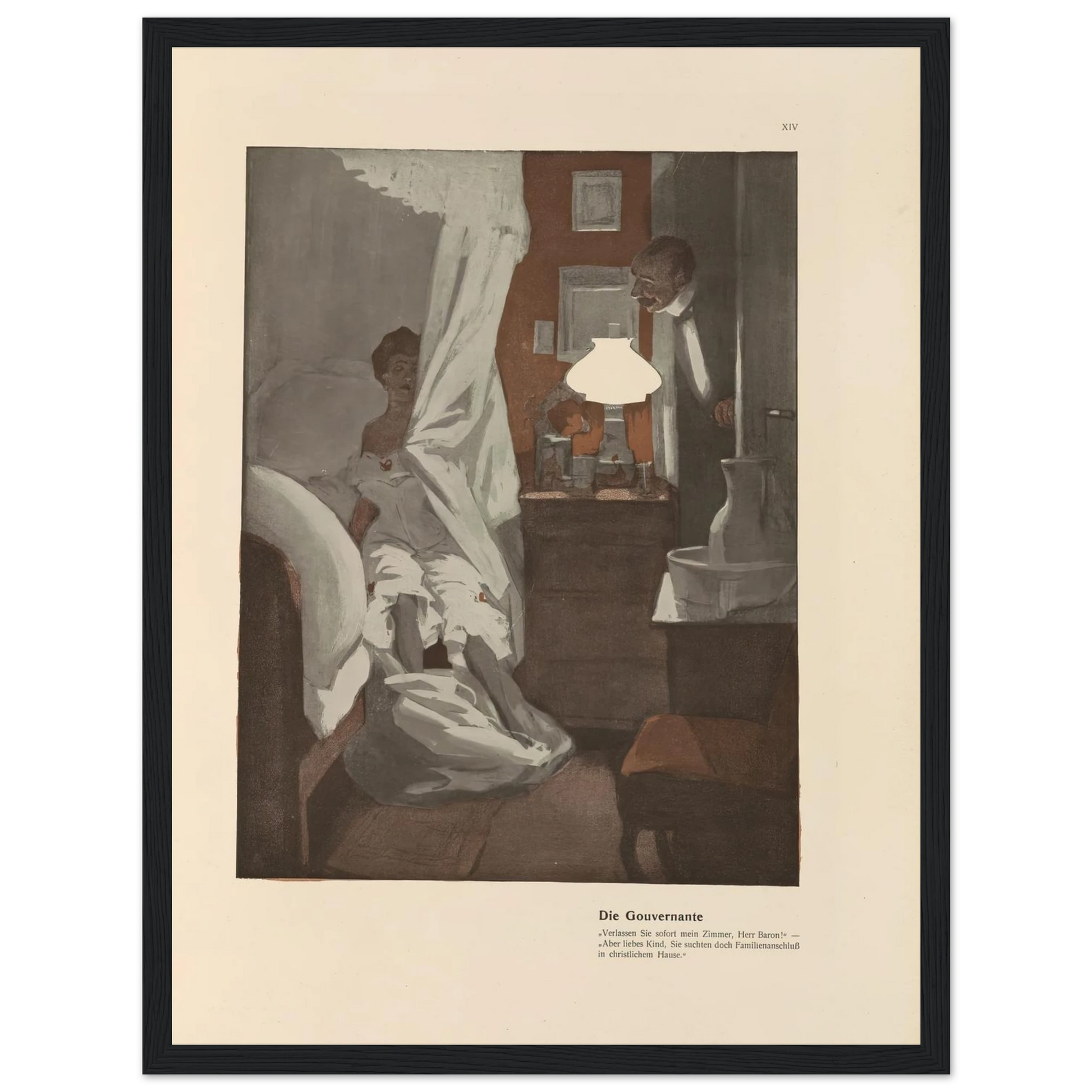 Die Gouvernante (1908) Art Print | Ferdinand Freiherr von Reznicek - Framed Poster - 30x40 cm / 12x16″ - Black frame